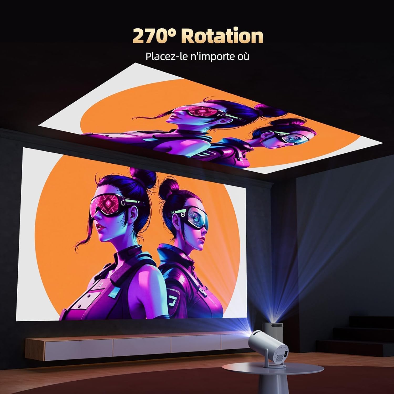 Thumbnail 5 de Beamer Unterstützt 4K – Heimkino-Projektor mit WLAN, 270° Drehung und automatischer Trapezkorrektur
