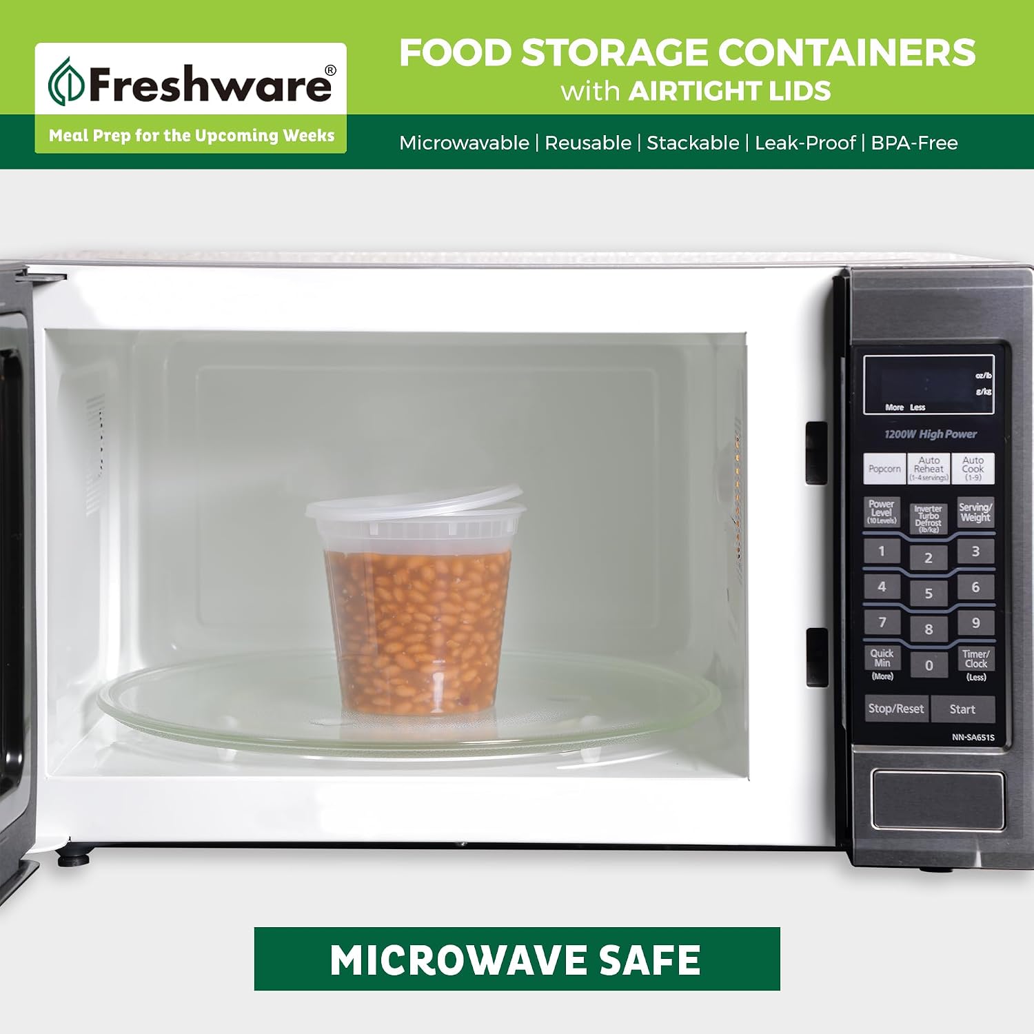 Detalle de Freshware 24 oz Food Storage Containers (48-count) — Leakproof, BPA-free Deli Containers for Meal Prep, Soup, and Slime