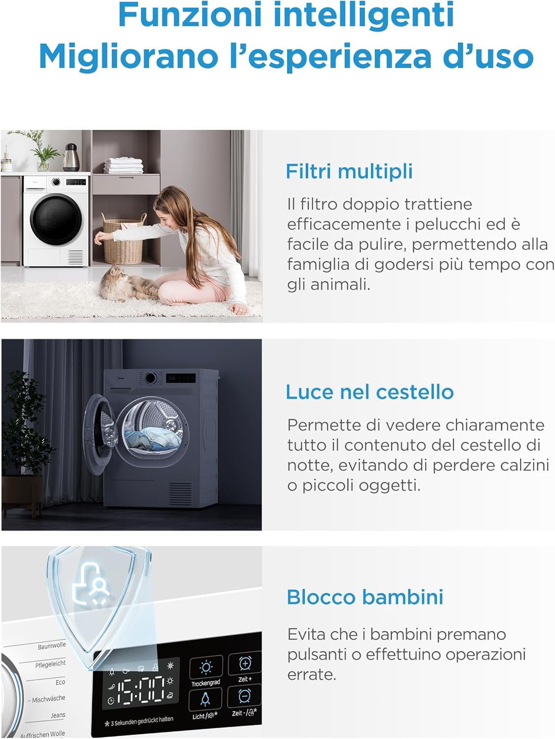 Thumbnail 6 de Midea Asciugatrice a Pompa di Calore 8 kg Classe A++ – asciugatura rapida e cura delicate