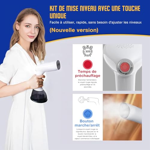 Thumbnail 4 de Rolipo Défroisseur Vapeur 1640W — défroisseur portable haute puissance, réservoir 400ML, Blanc