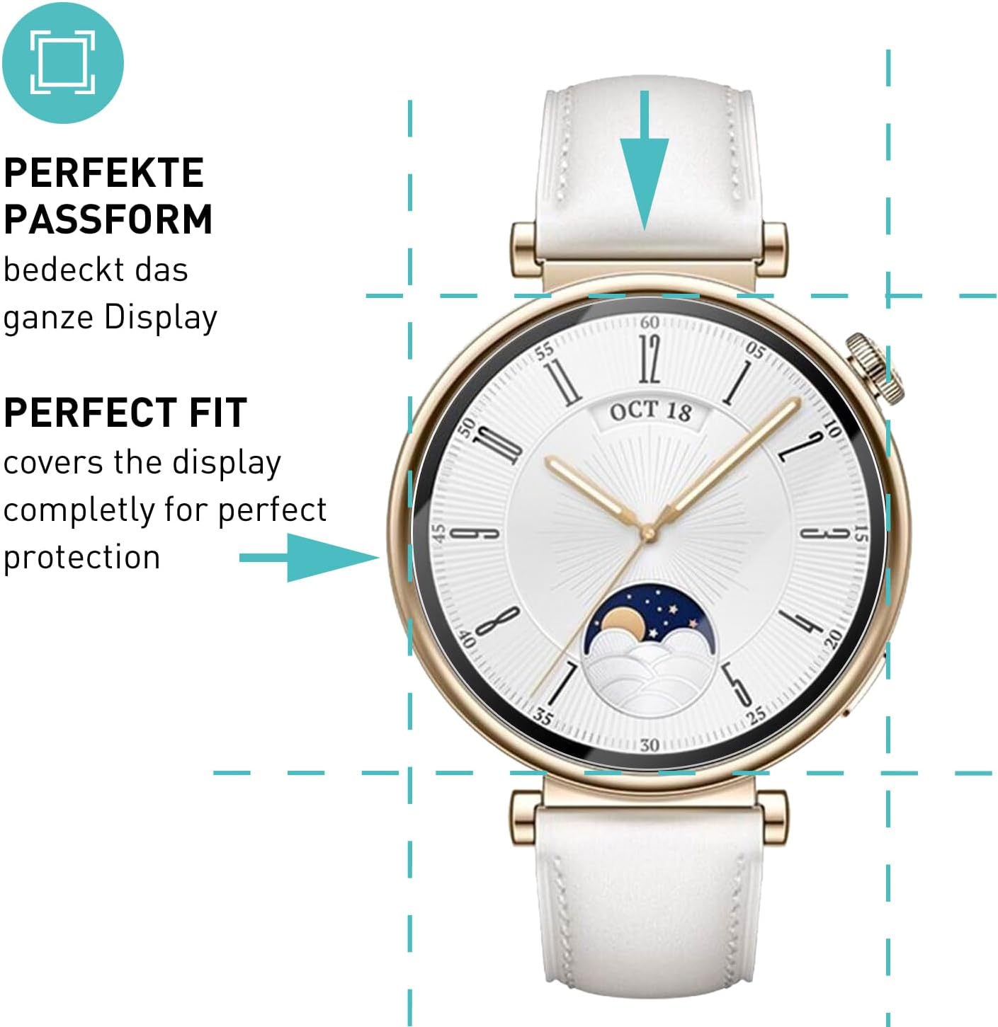Detalle de SmarTect Huawei Watch GT 4 41mm Tempered Glass Screen Protectors, 3 Pack