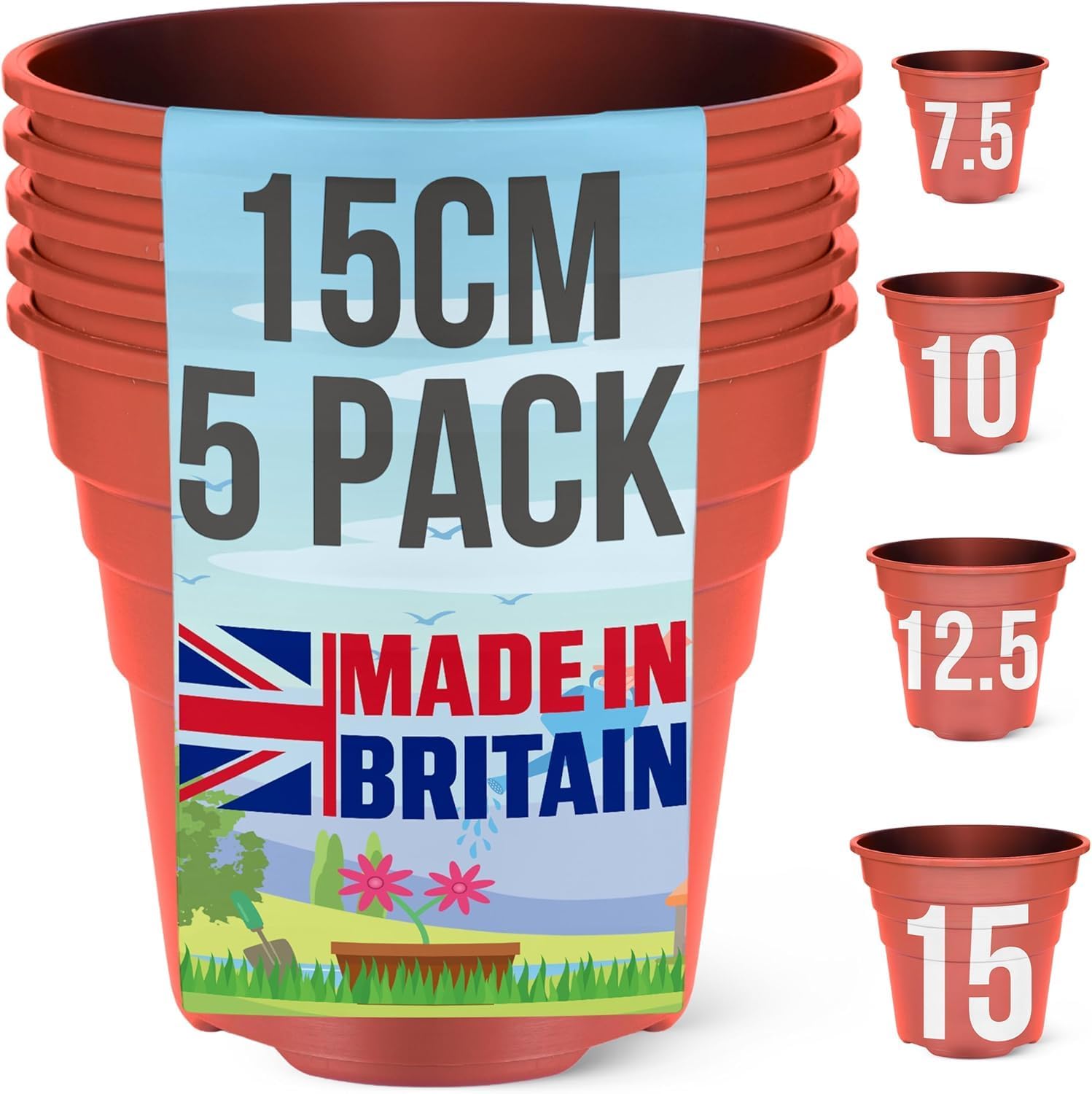 Detalle de Happy Pots 15cm plant pot 5 pack