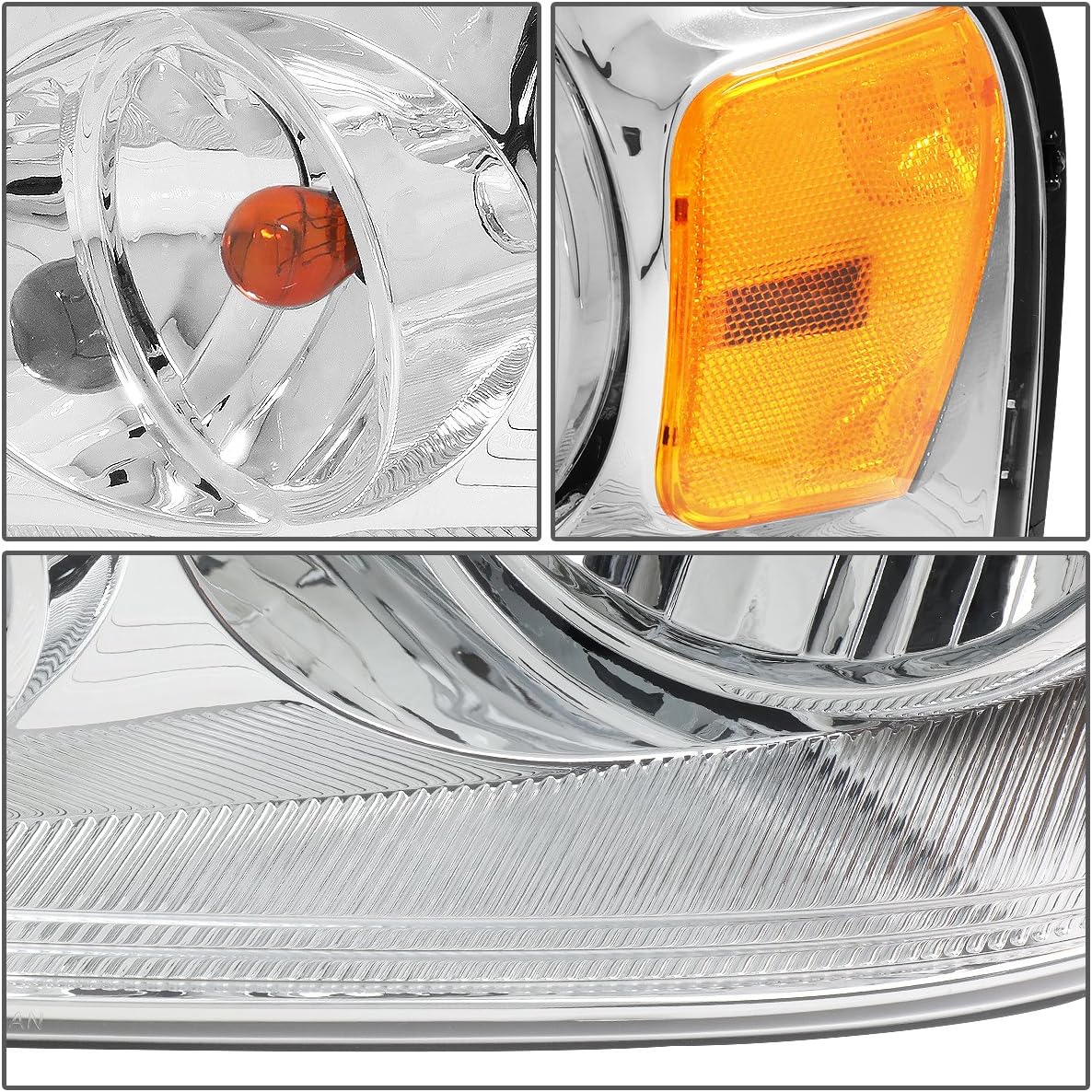 Thumbnail 2 de DNA MOTORING HL-OH-F1504-CH-AM Chrome Amber Headlight 04-08