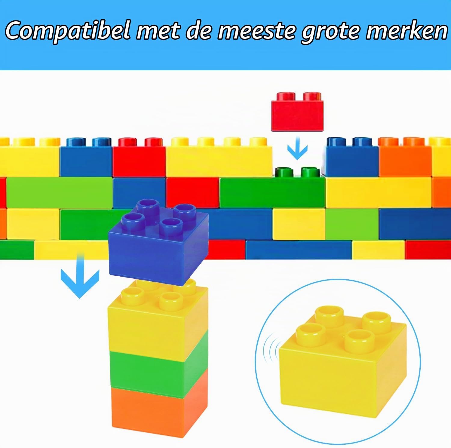 Detalle de Cabeeskii hbx-168 grote bouwstenen, 60 stuks in 6 kleuren en 2 formaten
