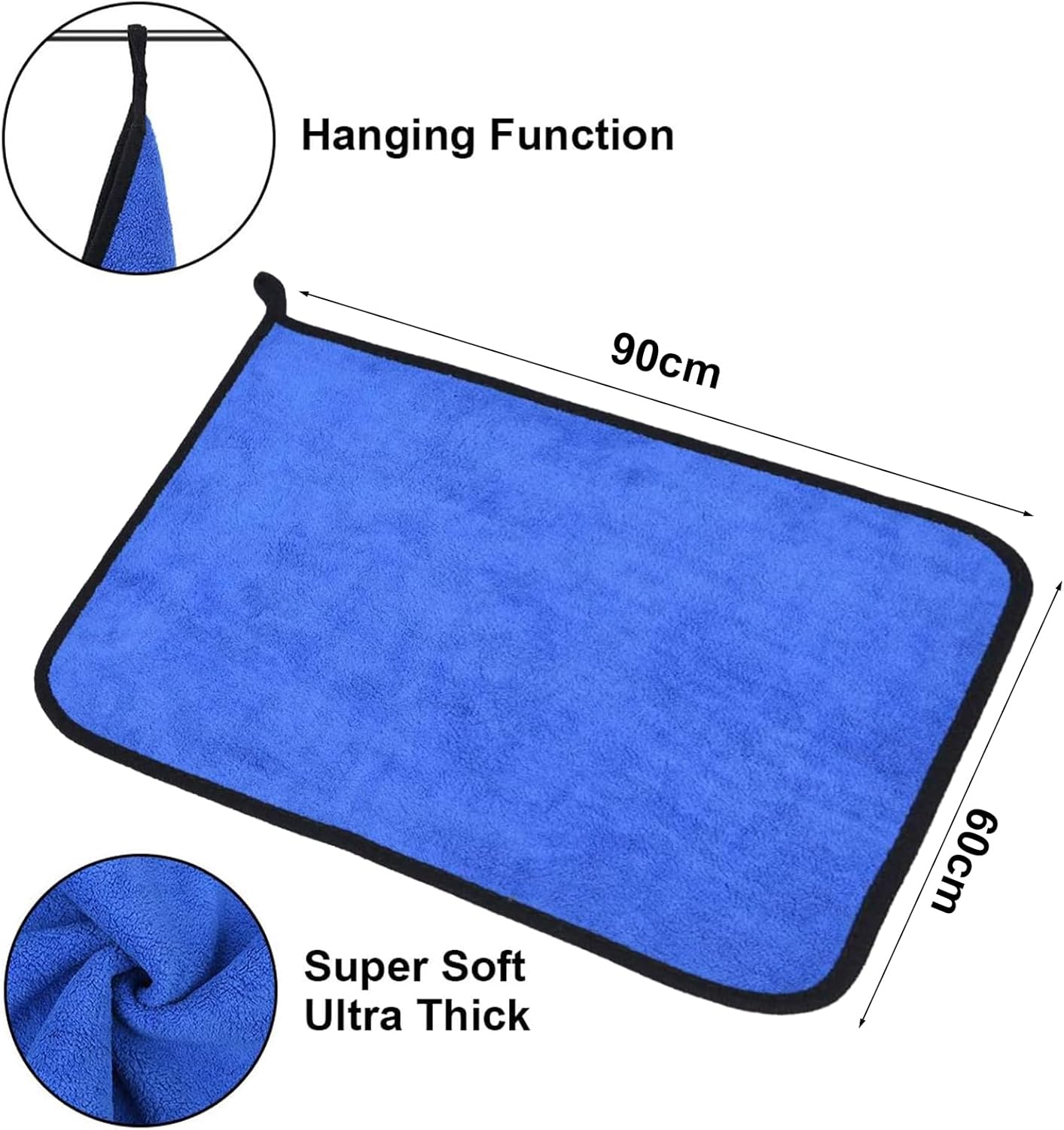 Thumbnail 1 de URAQT Microfibre Car Drying Towel 90x60cm – Large 600GSM, Borderless & Reusable