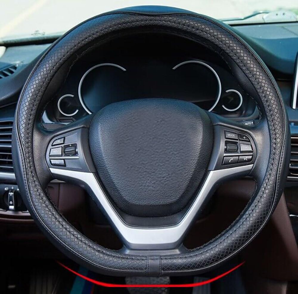 Thumbnail 6 de Istn Microfiber Leather Car Steering Wheel Cover (15 inch, D Shape, Black/Gray) – Breathable & Anti-slip