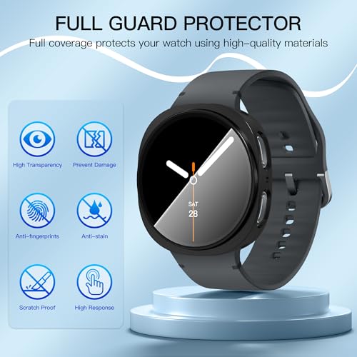 Detalle 2 de Diruite pack de 3 fundas TPU para Samsung Galaxy Watch 8 de 40 mm con protector de pantalla (negro)