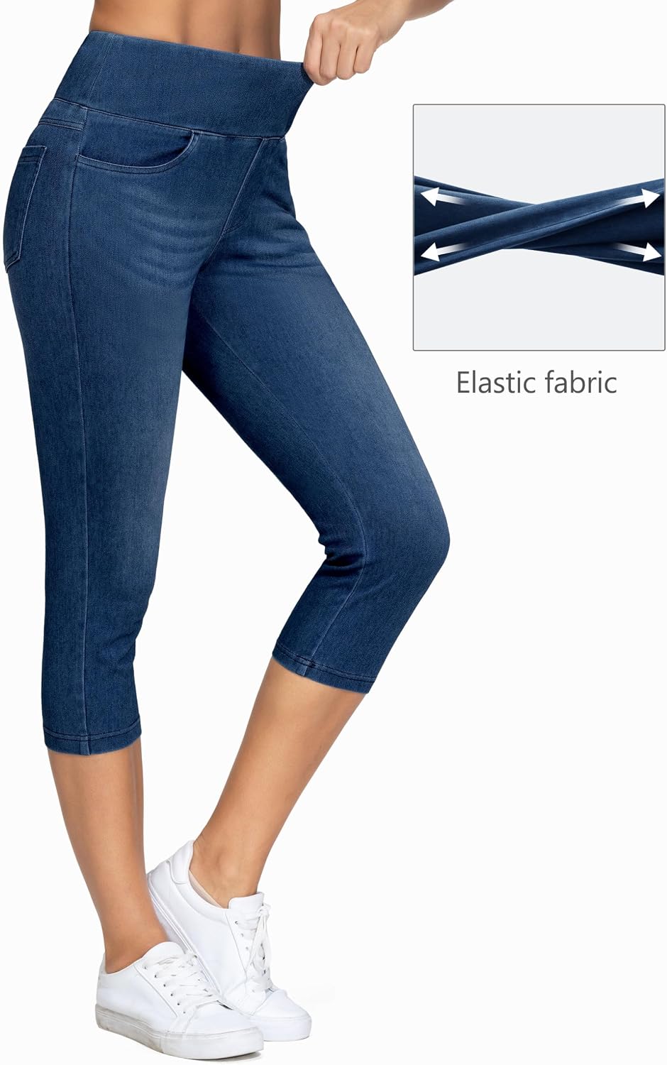 Thumbnail 2 de THE GYM PEOPLE Women's High Waist Capri Jeggings with 4 Pockets