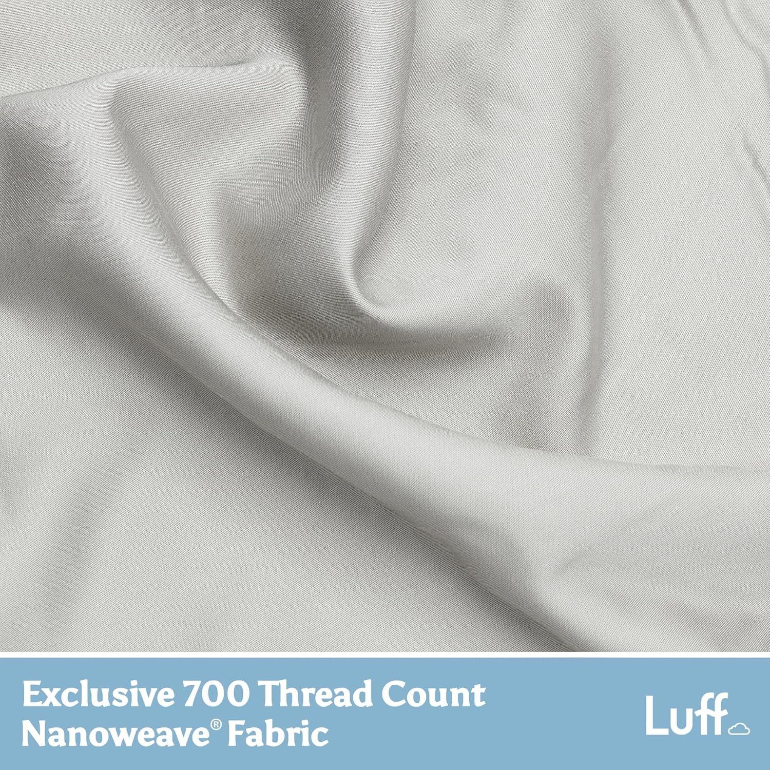 Detalle de Luff Bamboo Silk Bedding Set: Duvet Cover & Pillow Cases in Light Grey (Double)