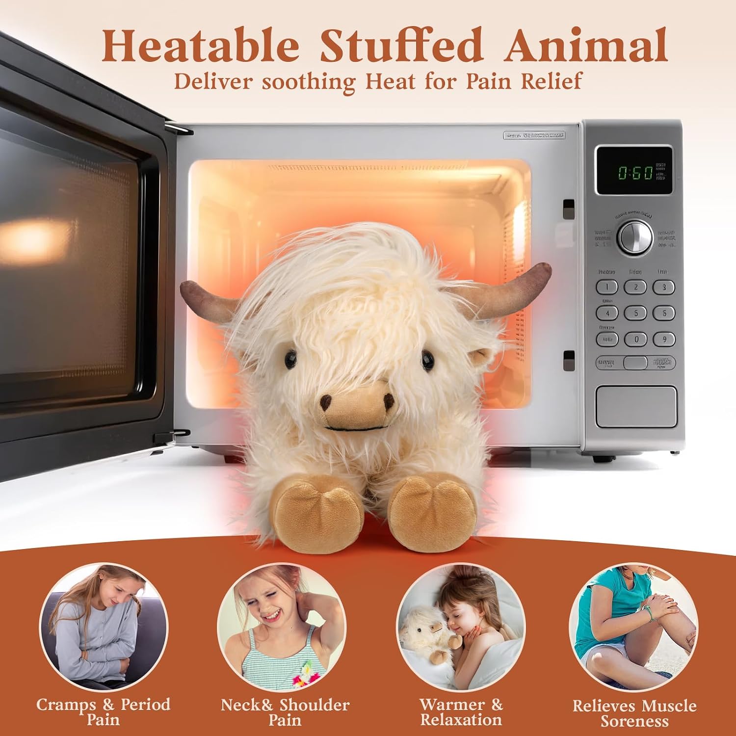 Detalle de Highland Cow Microwavable Plush Set of 2