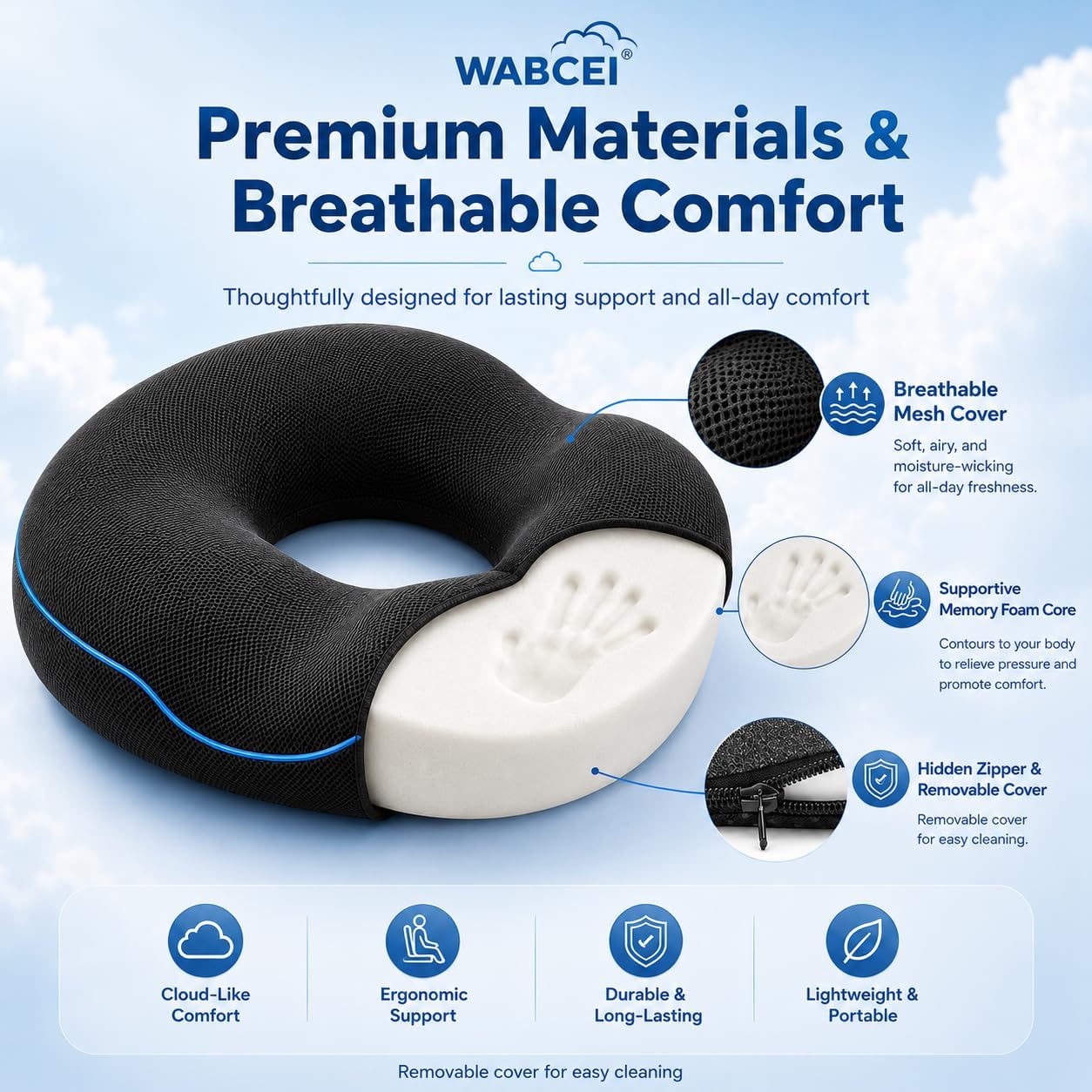 Thumbnail 2 de WABCEI Donut Pillow Seat Cushion for Hemorrhoids and Tailbone Pain Relief
