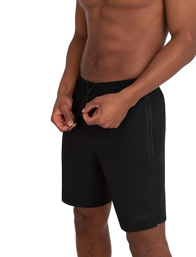 Detalle de TCA Elite Tech Pantaloncini Corti Uomo Sportivi da Corsa con Tasche Laterali con Zip - Nero, XXL