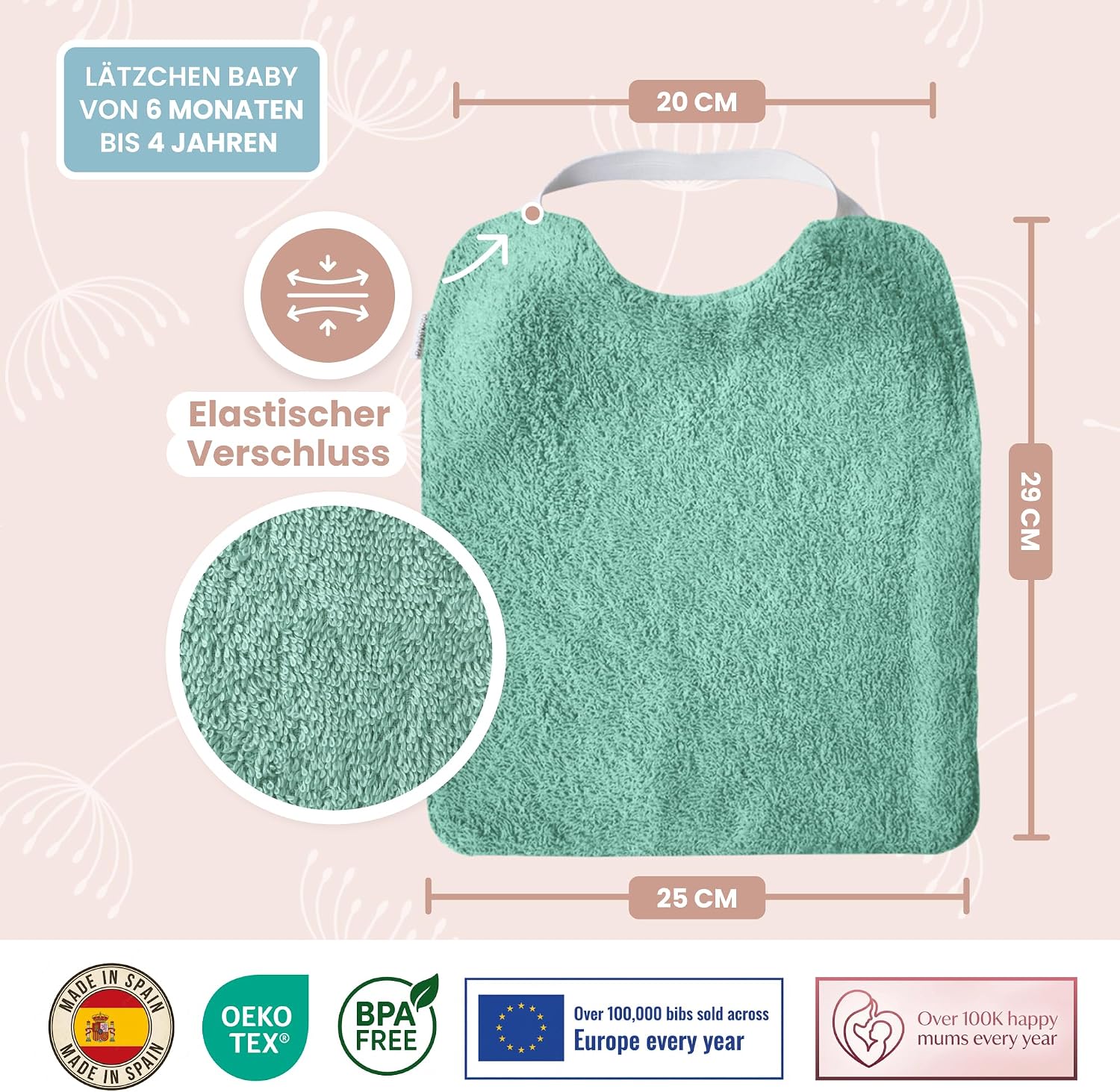 Thumbnail 3 de MIMUSELINA Set aus 5 Große Frottee-Lätzchen Baby – Wasserdicht, Wiederverwendbar und OEKO-TEX-zertifiziert