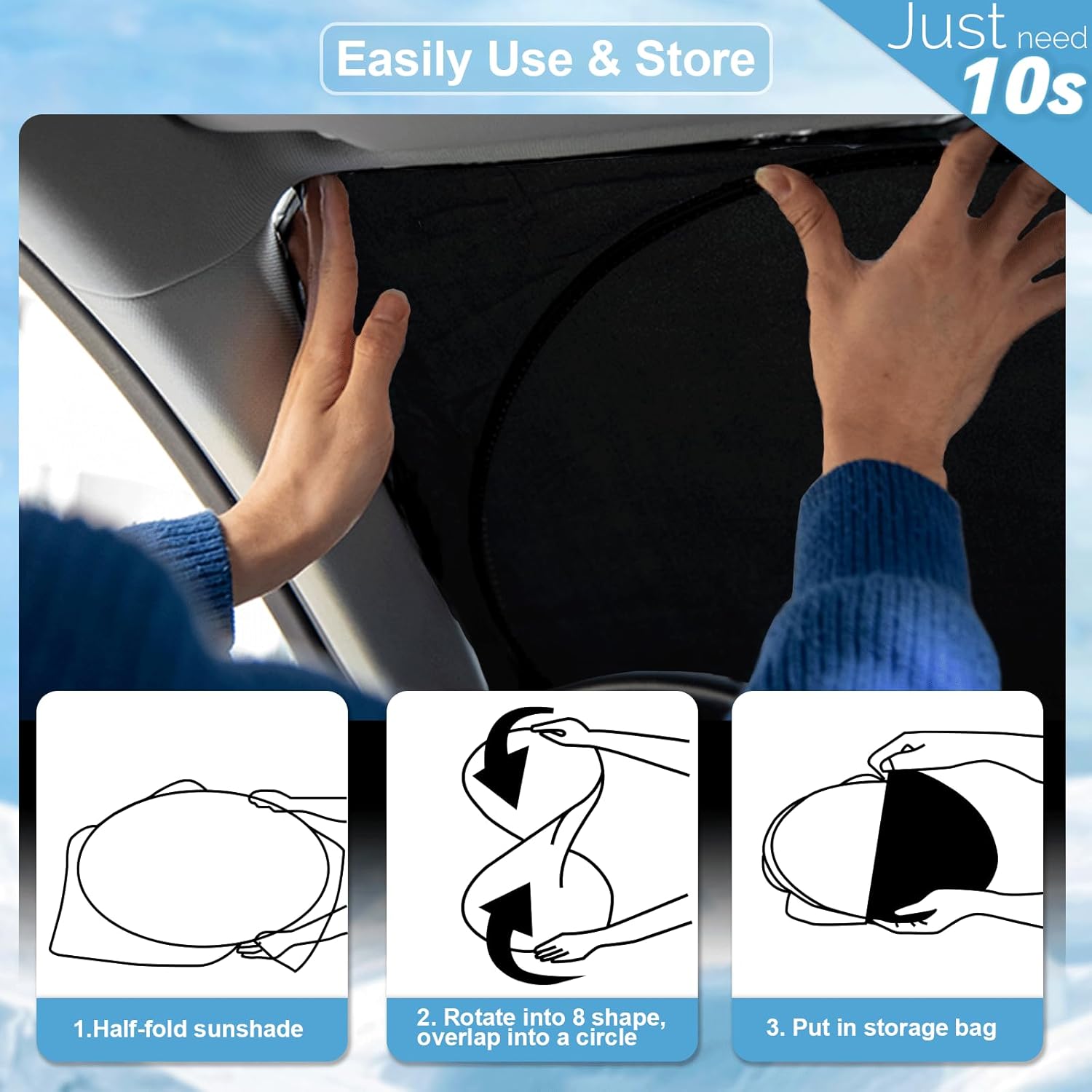 Thumbnail 5 de Custom-Fit Front Windshield Sunshade with Reflective 210T Cover