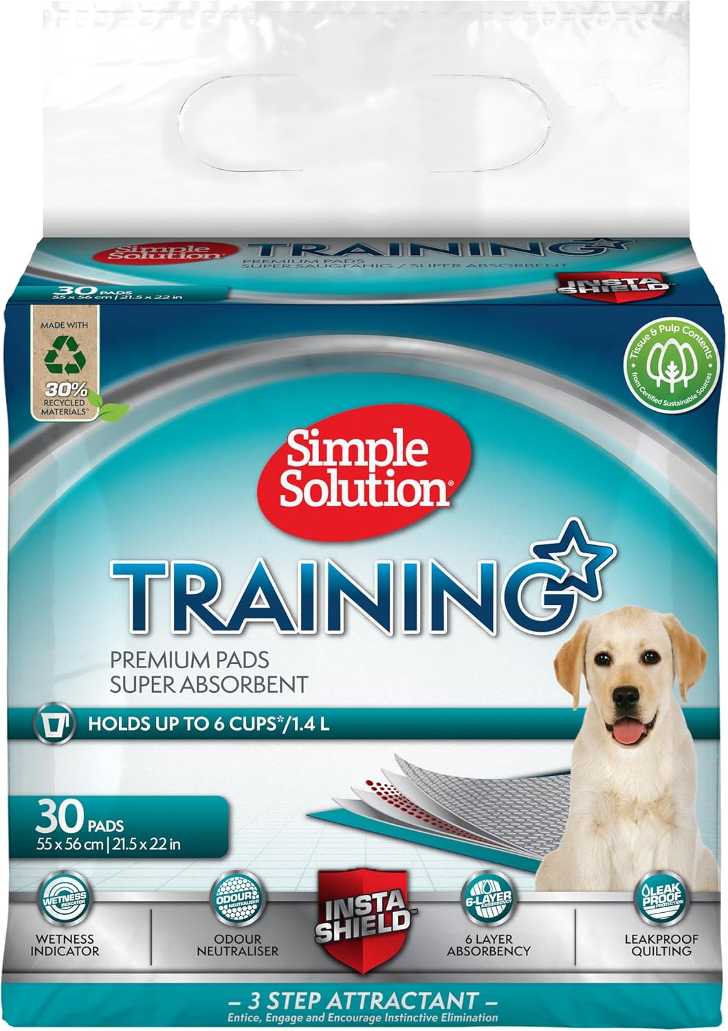 Simple Solution Absorbierende Premium Hunde- und Welpentrainingspads – 30er-Pack