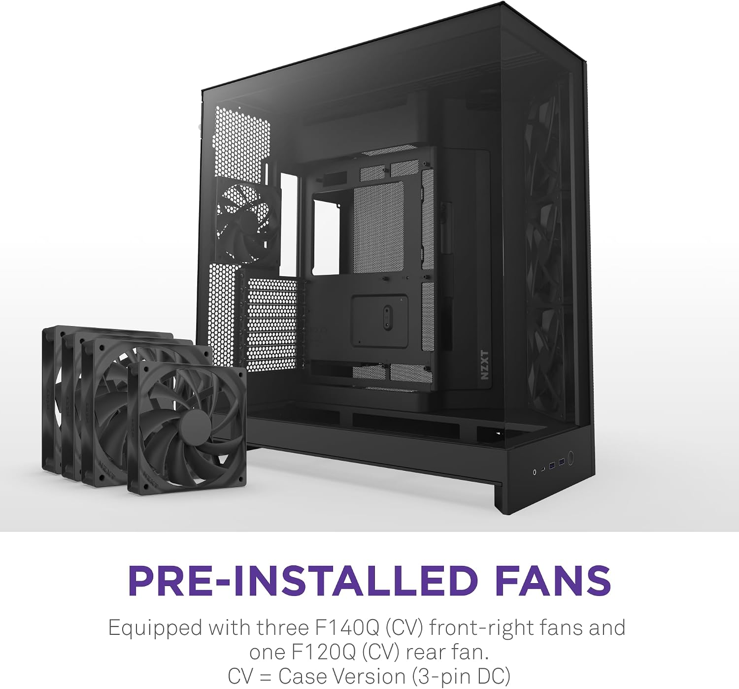 Detalle de NZXT H9 Flow (2025) CM-H92FB-01 ミドルタワーPCケース、強化ガラス・4基ファン・420mmラジエーター対応