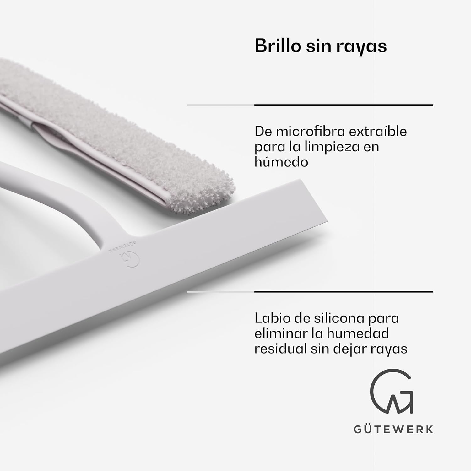 Detalle de Gütewerk Rasqueta y Trapo 2 en 1 para Cristales y Mamparas