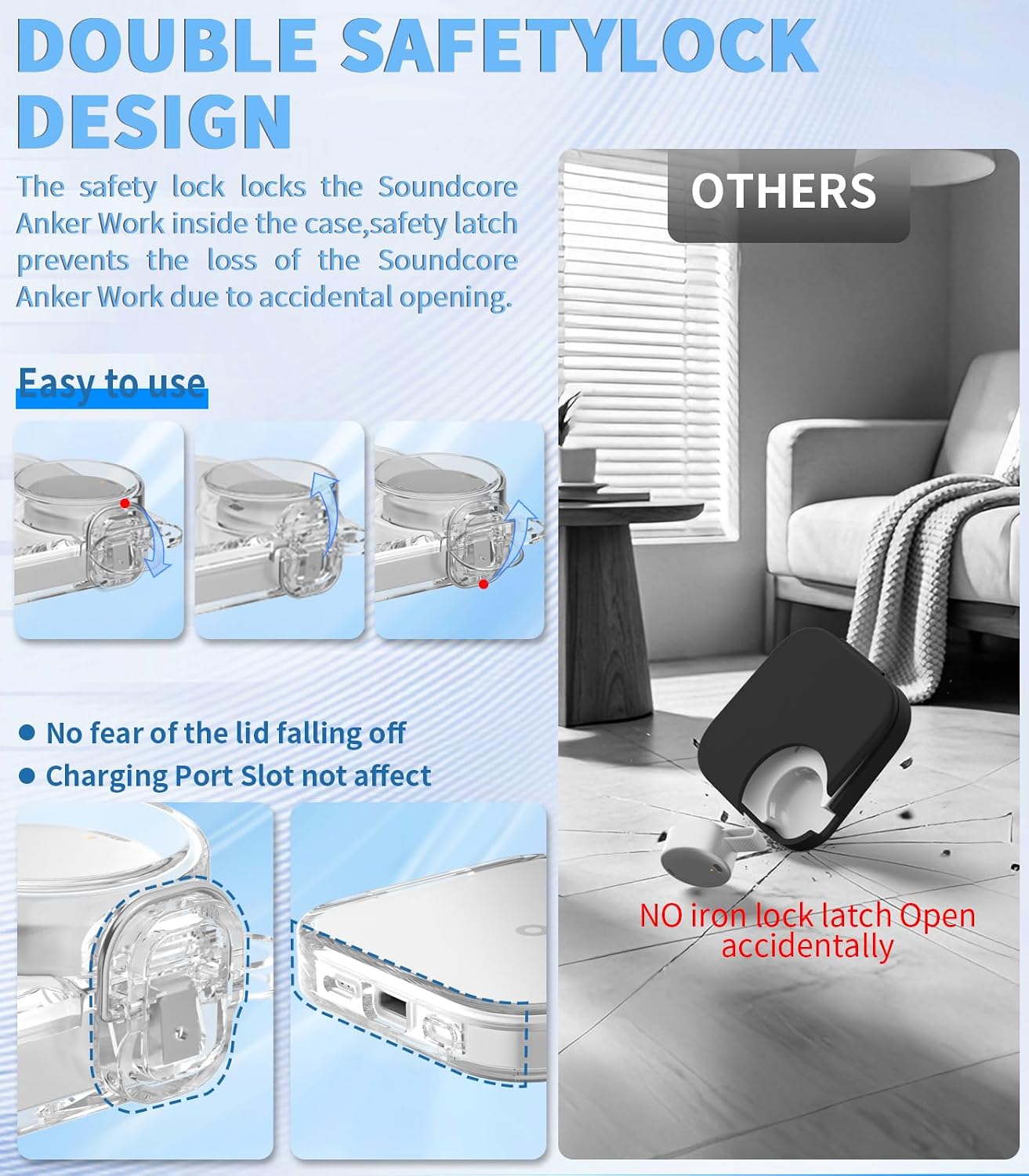 Detalle de AGENTNANO Secure-Lock TPU Case for Soundcore Anker Work AI Voice Recorder