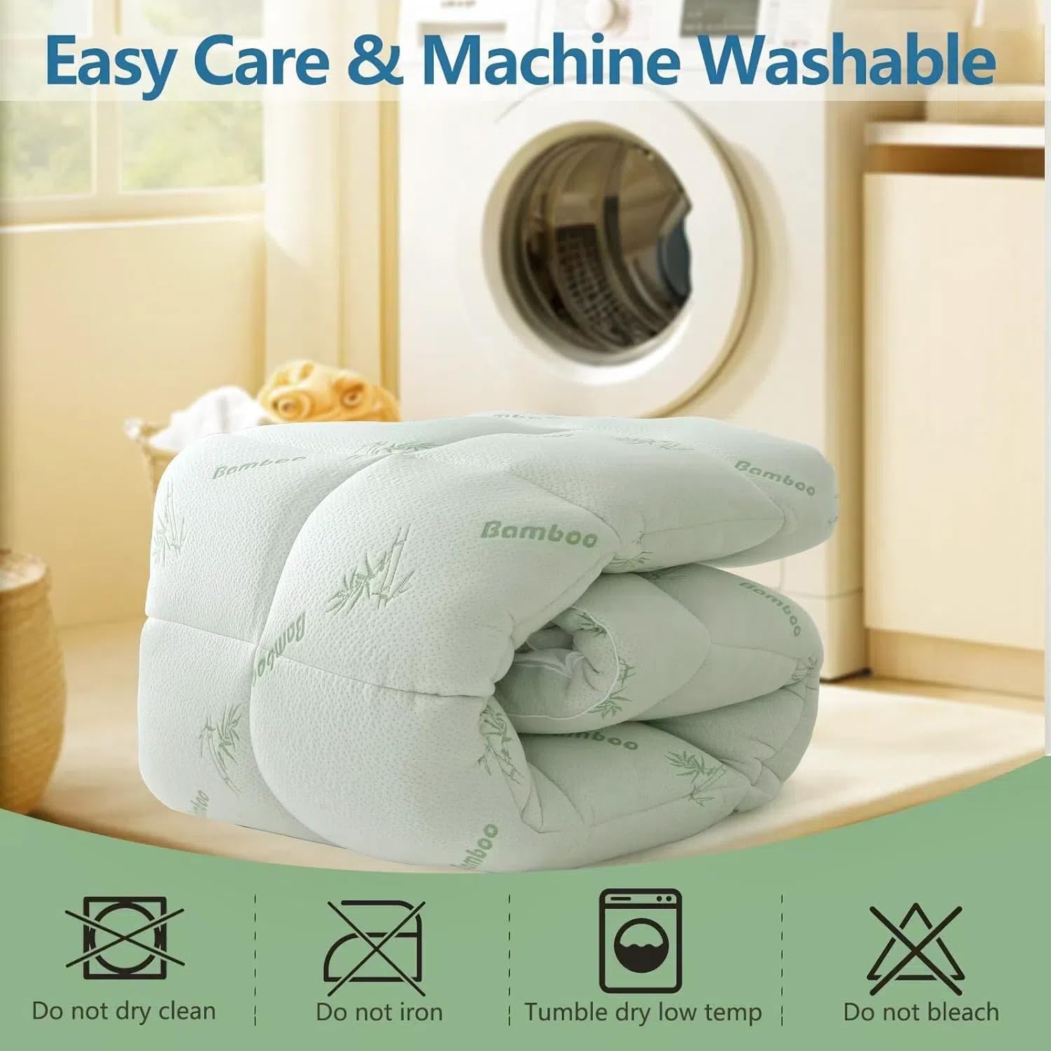 Detalle 2 de BETENWEL California King Bamboo Mattress Topper, 1200 GSM Quilted, Cooling