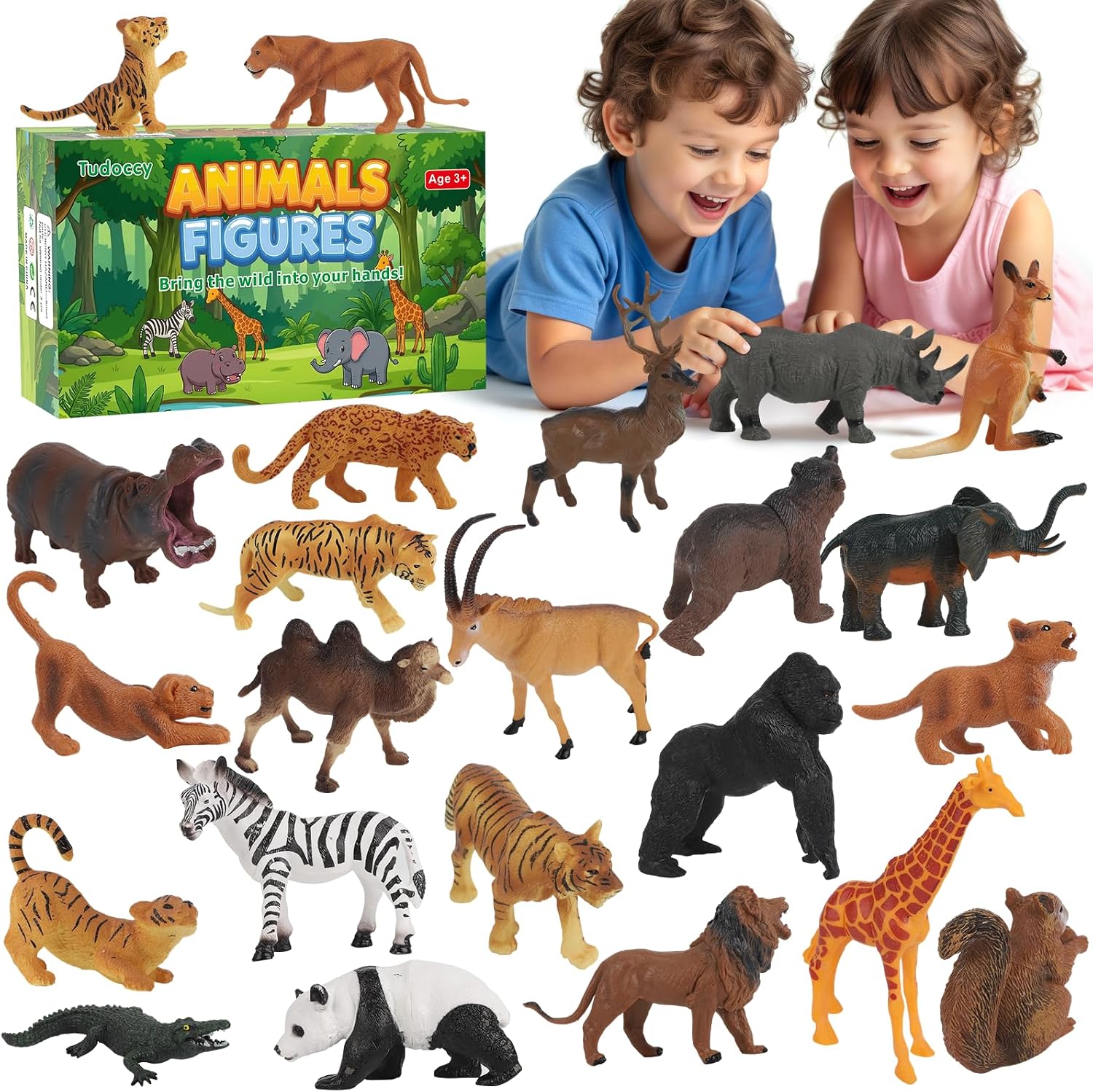 Detalle de Tudoccy Safari Animal Figures, 23-Piece Set