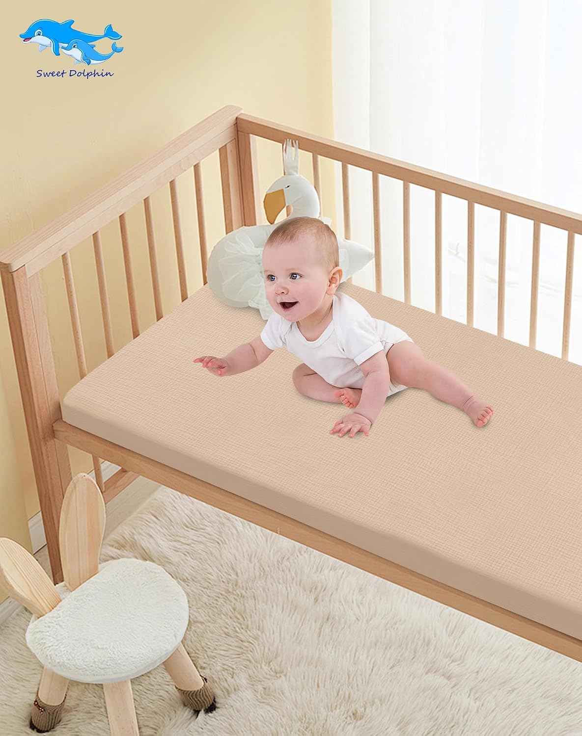 Detalle 2 de SWEET DOLPHIN Muslin Crib Sheets, 2-Pack