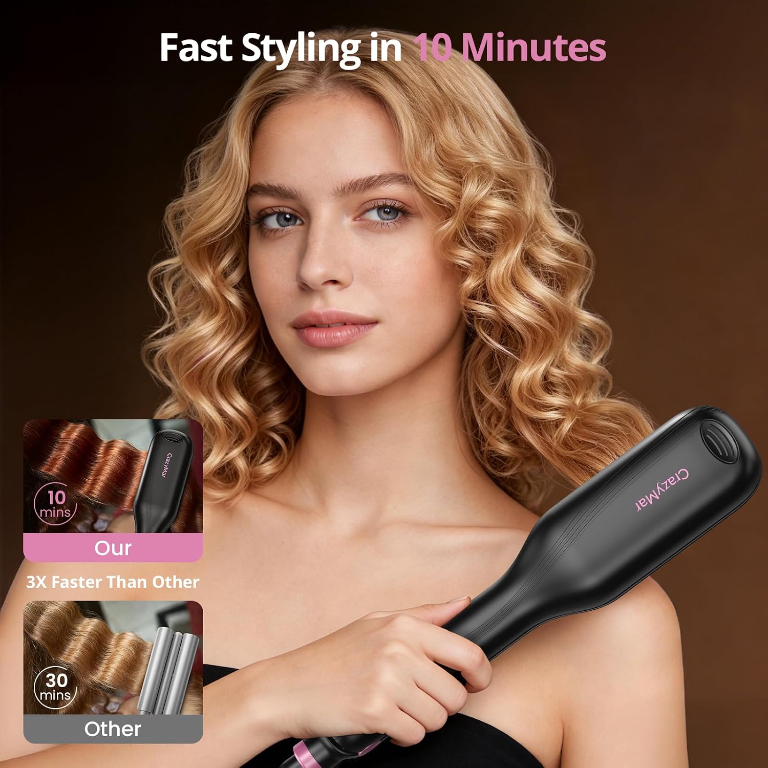 Thumbnail 2 de Hair Waver Crimper with Smart Timers – 25mm Dual Voltage, 15s Heat-Up