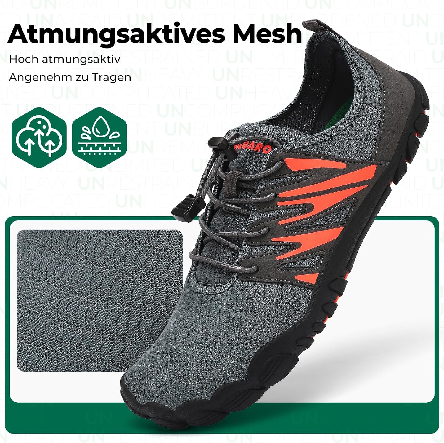 Detalle de SAGUARO Herren Barfußschuhe Leicht, atmungsaktiv & schnell trocknend mit breiter Zehenbox (Gr. 39–48)