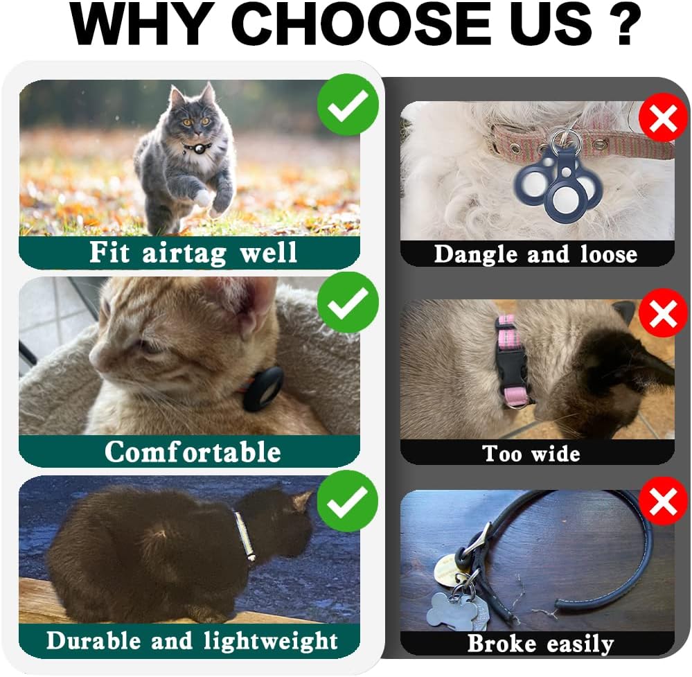 Thumbnail 3 de Dgerp Collare per Gatto con supporto AirTag, riflettente e fibbia di sicurezza (nero)