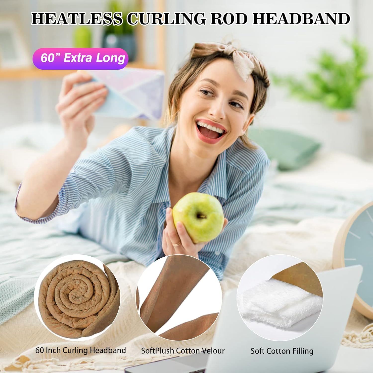 Detalle 2 de Neu Lockenwickler Locken Ohne Hitze – Satin Stirnband für nächtliche Heatless Curls