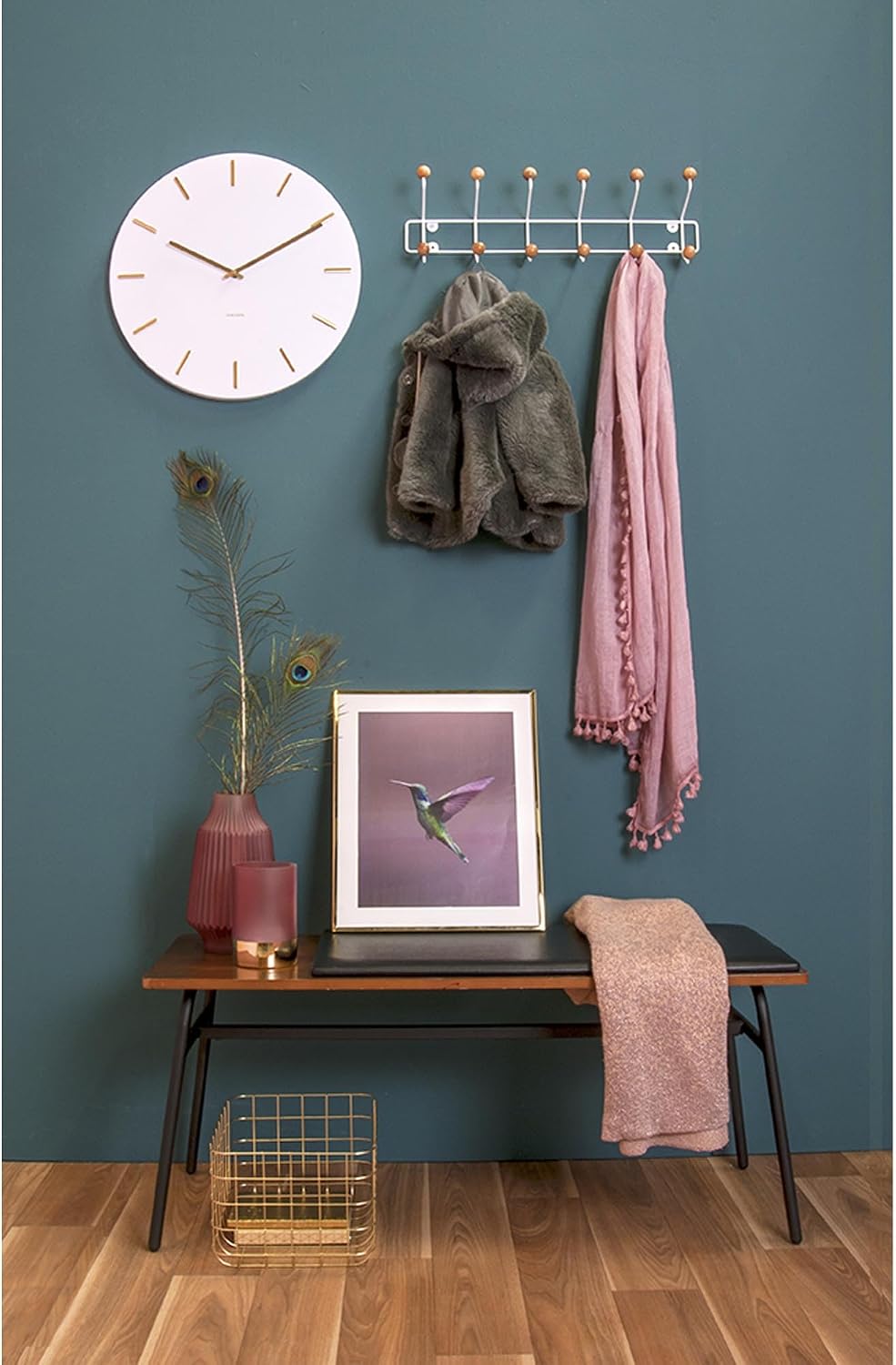 Detalle de Karlsson KA5716WH – cichy zegar ścienny 45 cm, biały, metalowy