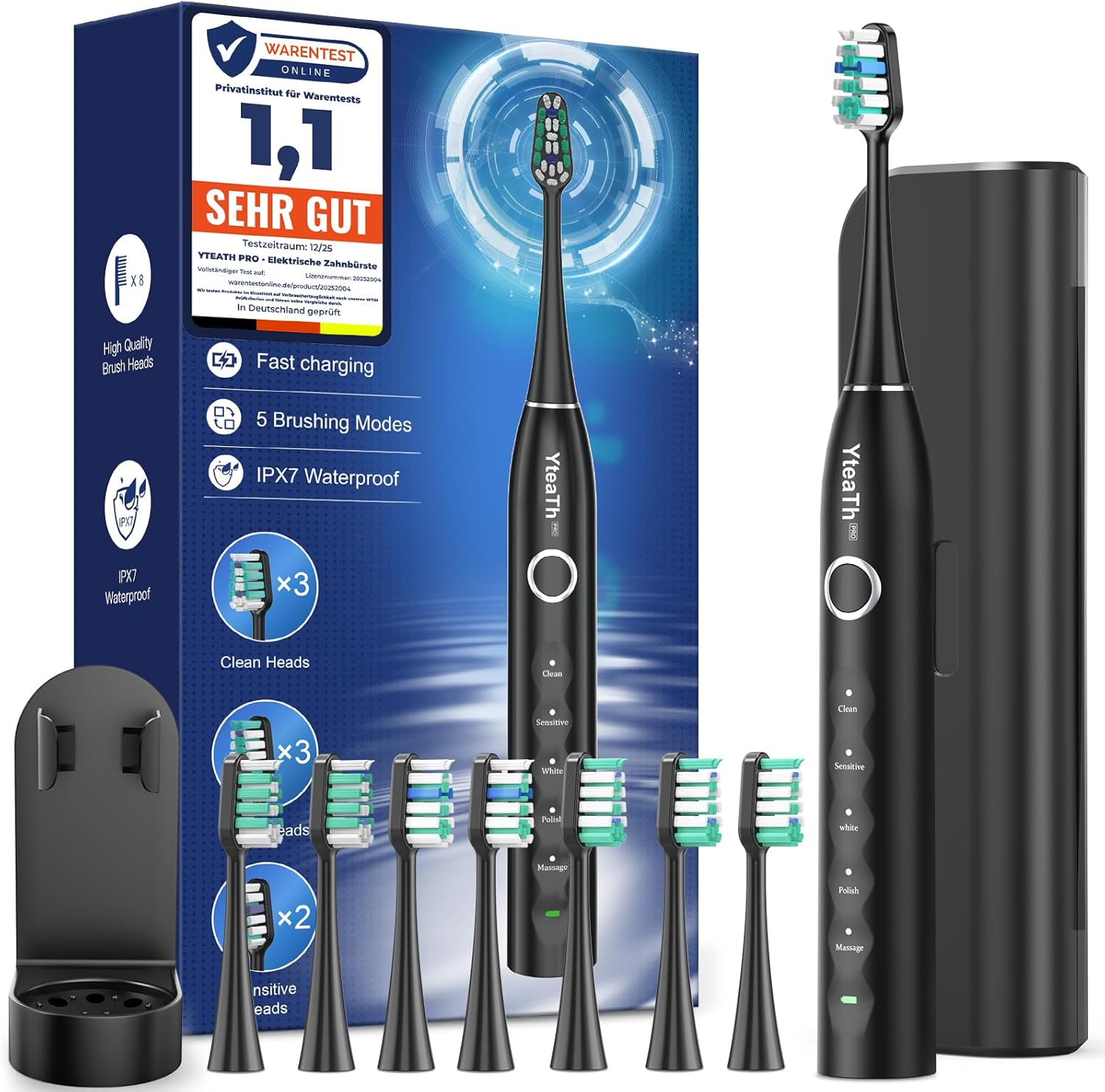 Detalle de Cepillo de Dientes Eléctrico Sónico 8 cabezales