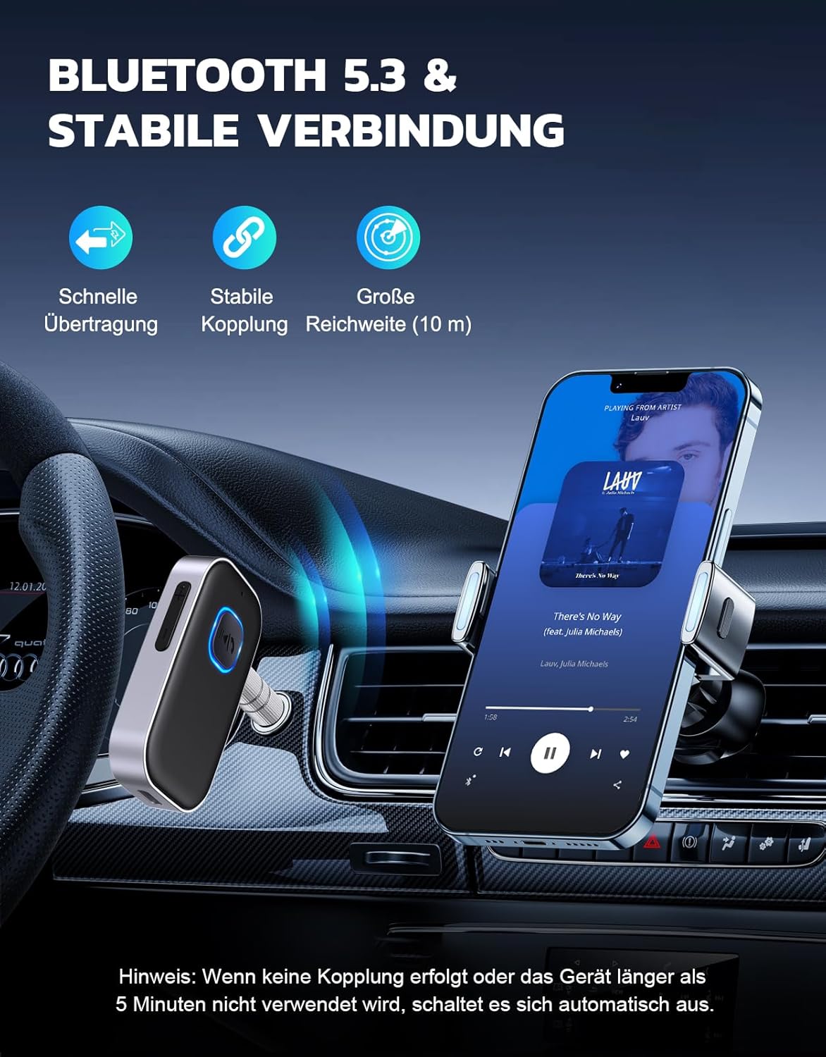 Detalle 1 de Glangeh Bluetooth 5.3 Auto Adapter