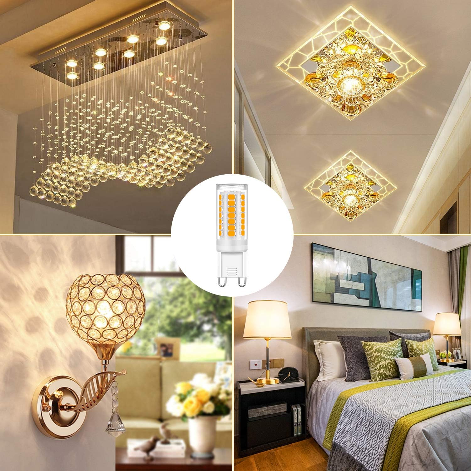 Detalle de YUIIP G9 4W LED Bulb, 3000K Warm White, 400 Lumens, 6-Pack