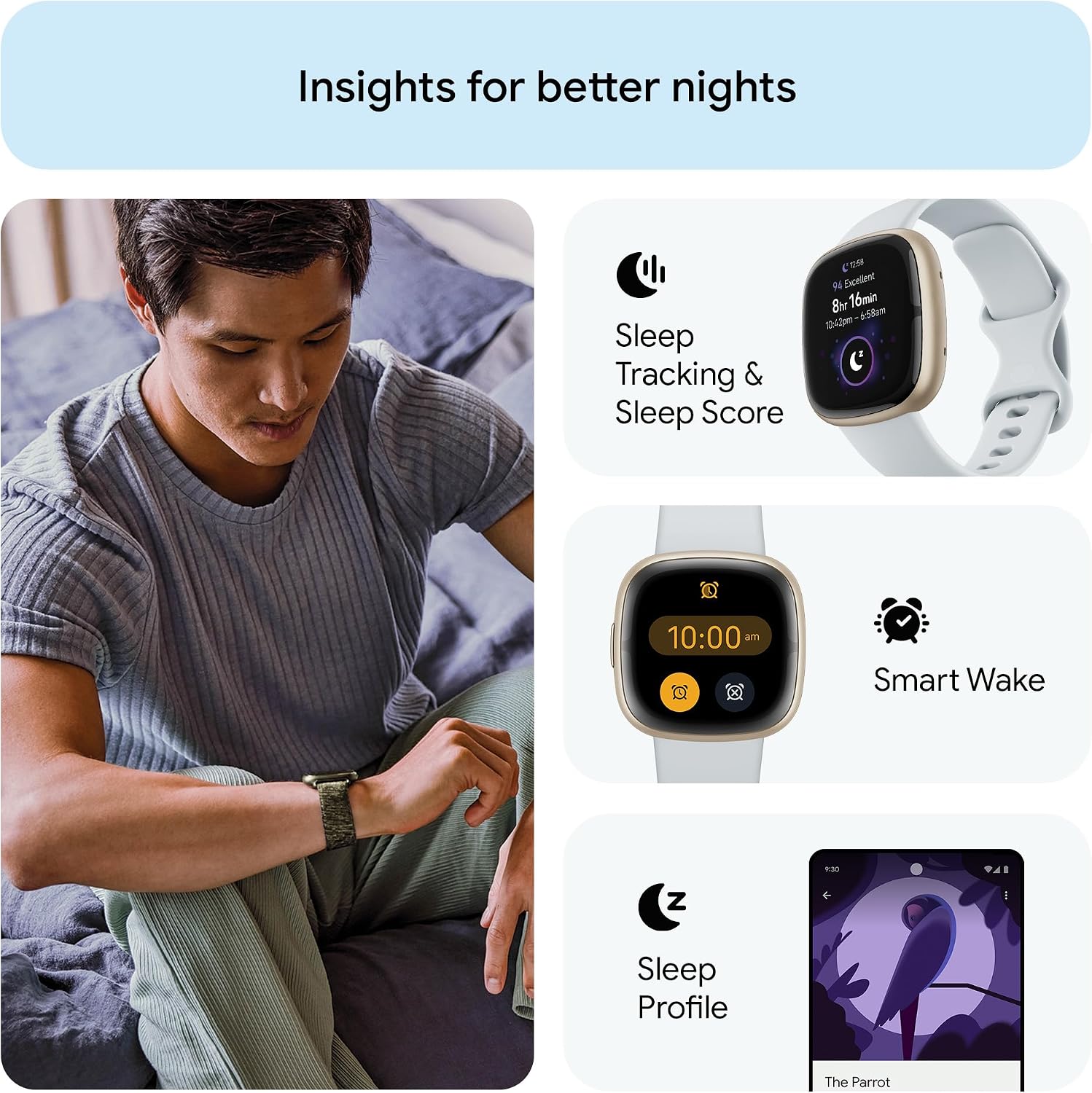 Detalle de Google Fitbit Sense 2 smartwatch, 6‑day battery