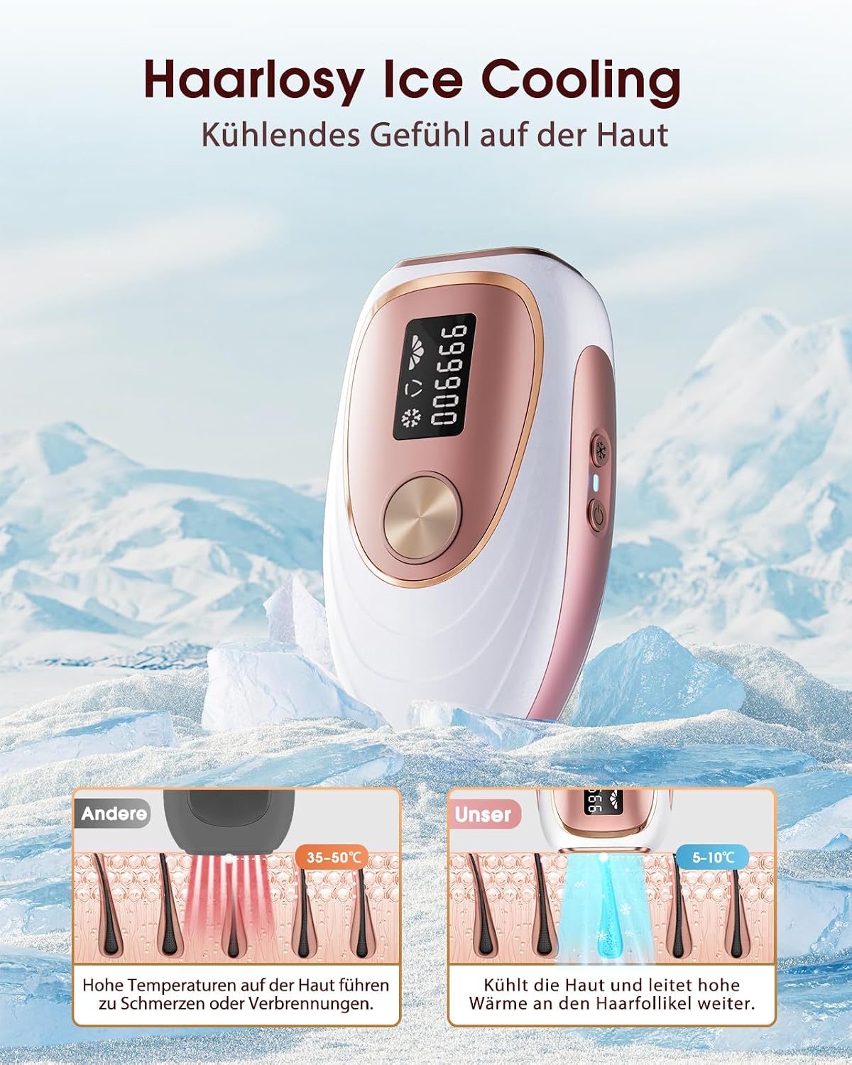 Thumbnail 5 de Haarlosy IPL Gerät zur Haarentfernung mit Kühlfunktion – 999,900 Lichtimpulse, 5 Energiestufen, für Damen und Herren
