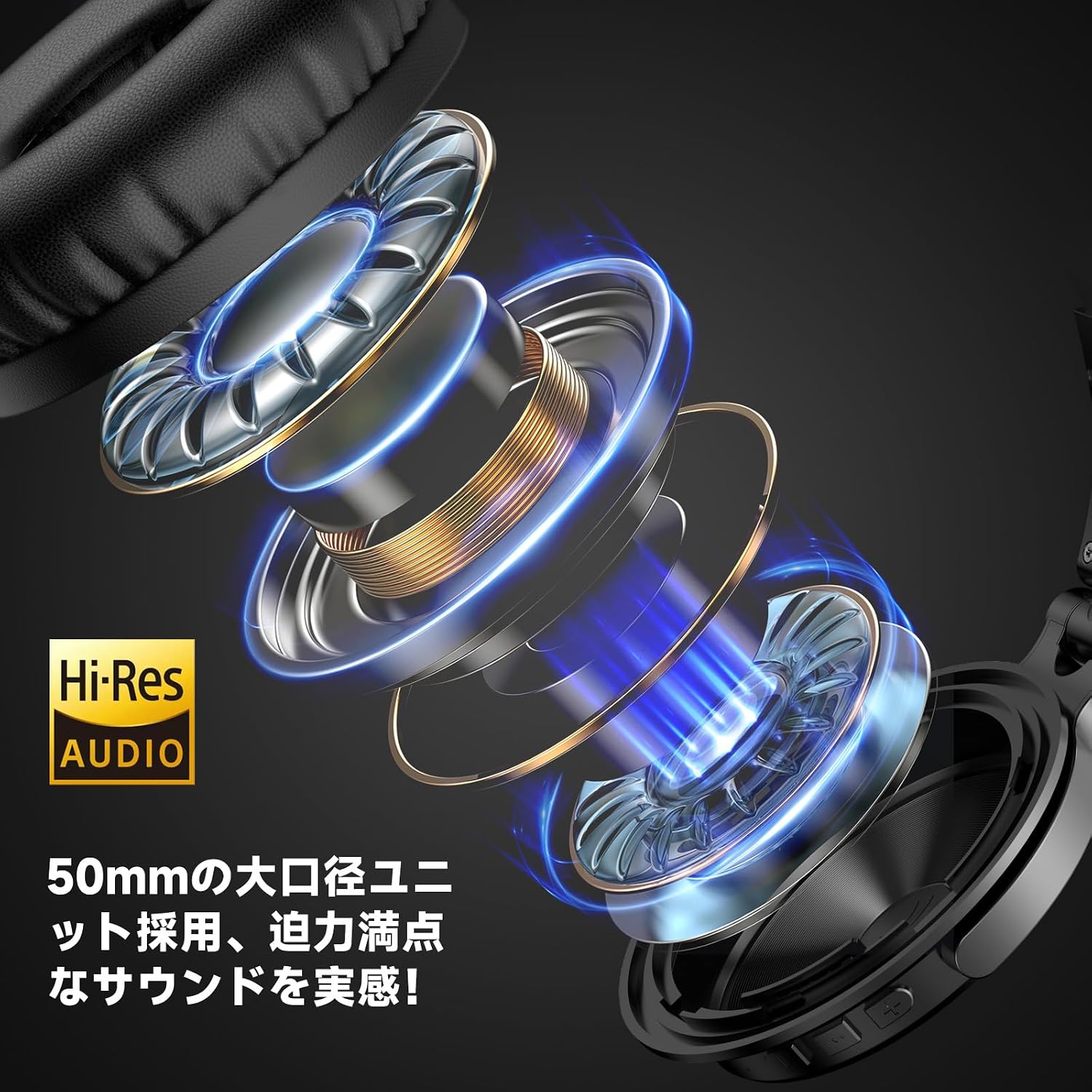 Detalle 2 de OneOdio ProC ワイヤレスヘッドホン、最大110時間再生・50mmドライバー・有線対応