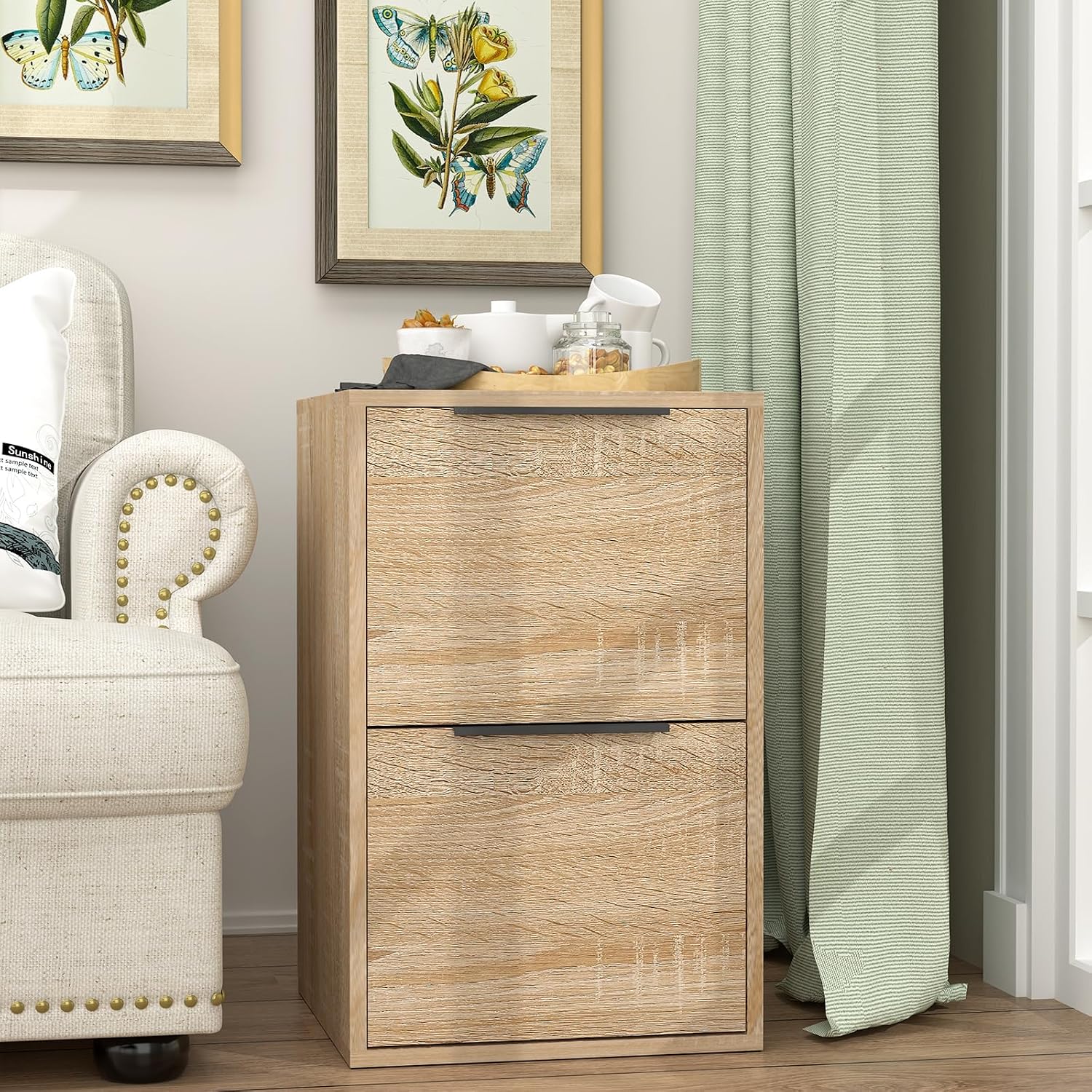 Detalle de FATIGOS MC 2-Drawer Wood File Cabinet, Oak, Letter and A4 Storage