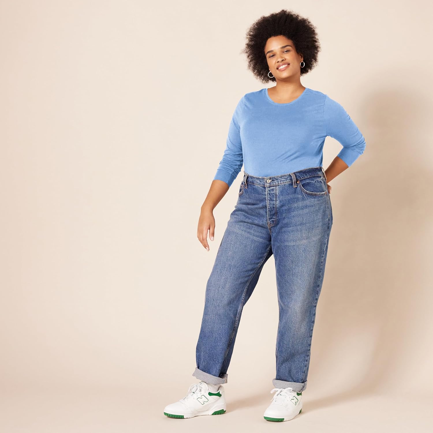 Thumbnail 6 de Amazon Essentials Damen Regular-Fit Langarm-T-Shirt mit Rundhalsausschnitt (Baumwoll-Modal-Mix, in Übergrößen)
