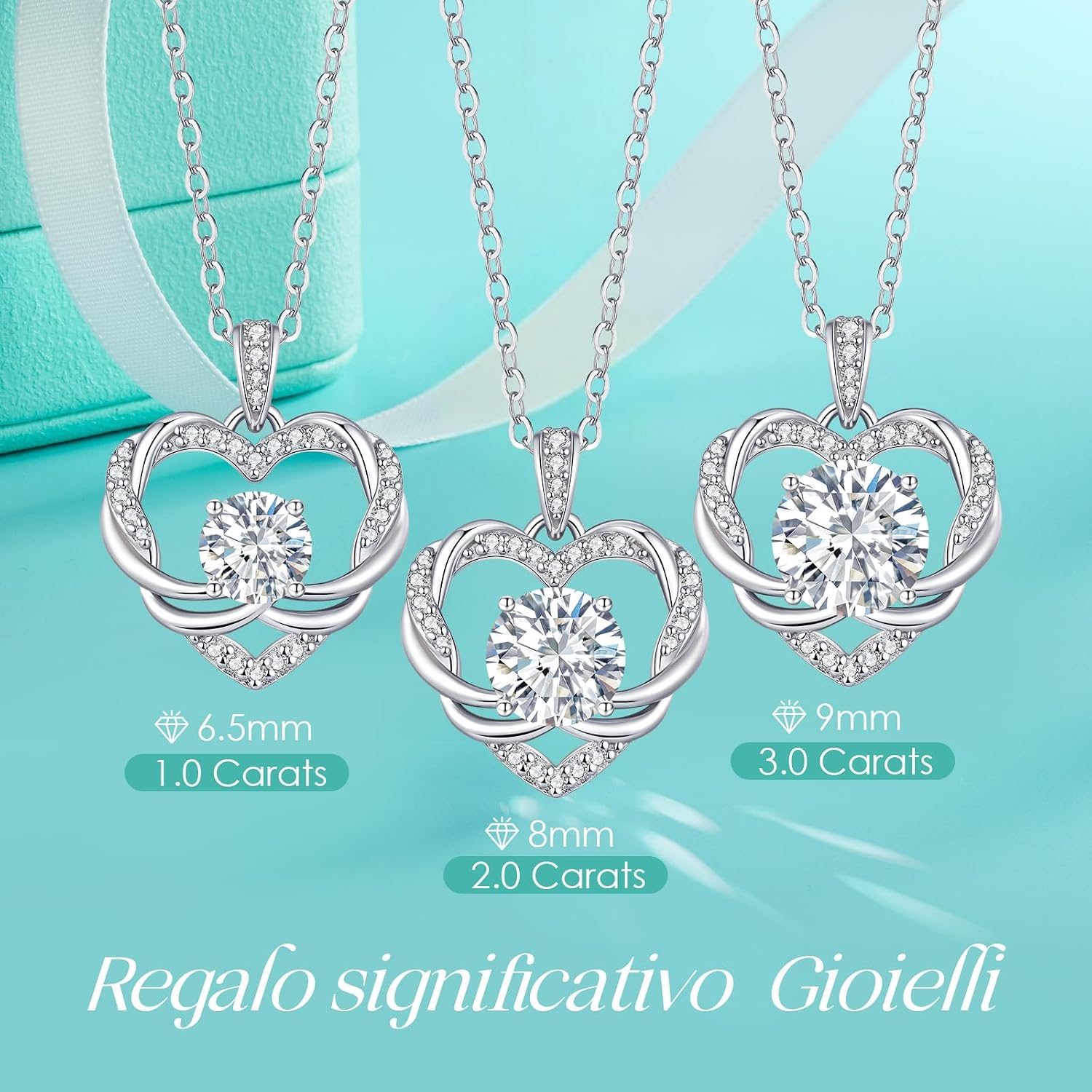 Detalle de Louisa Secret Collana Donna Infinity Cuore in Argento Sterling 925 con Moissanite Premium – Regalo perfetto