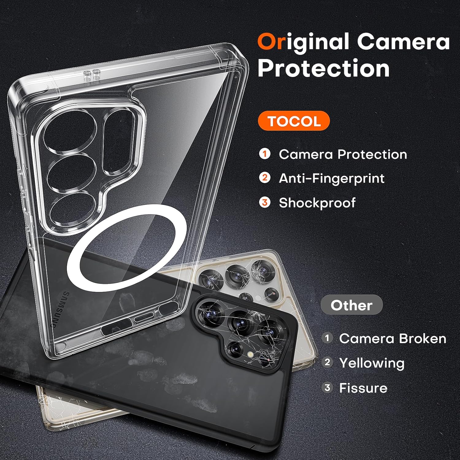 Thumbnail 4 de TOCOL Clear Magnetic Case for Samsung Galaxy S25 Ultra