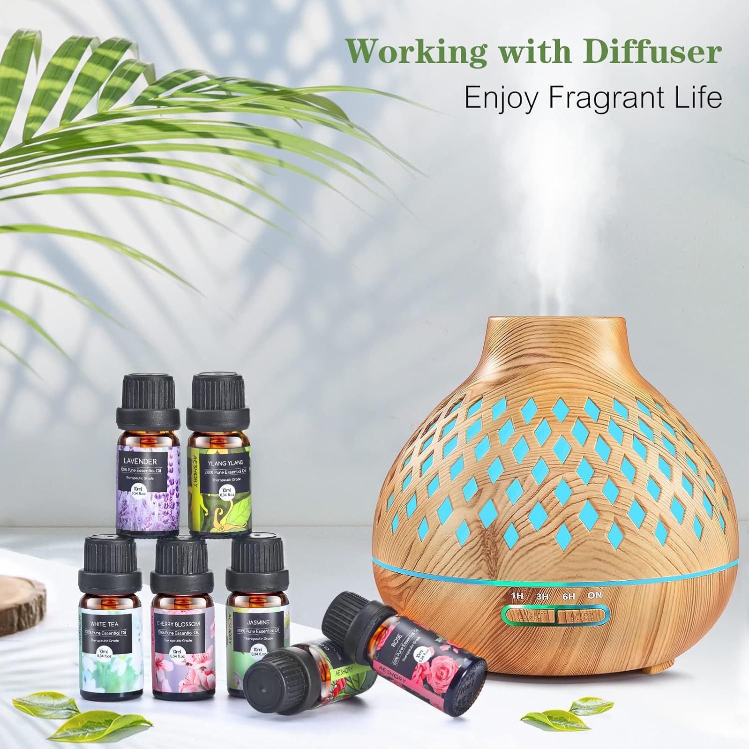 Thumbnail 3 de Aeshory Ätherische Öle Set Blumen (7 x 10 ml) – Lavendel, Rose, weißer Tee & mehr für Diffuser & Luftbefeuchter