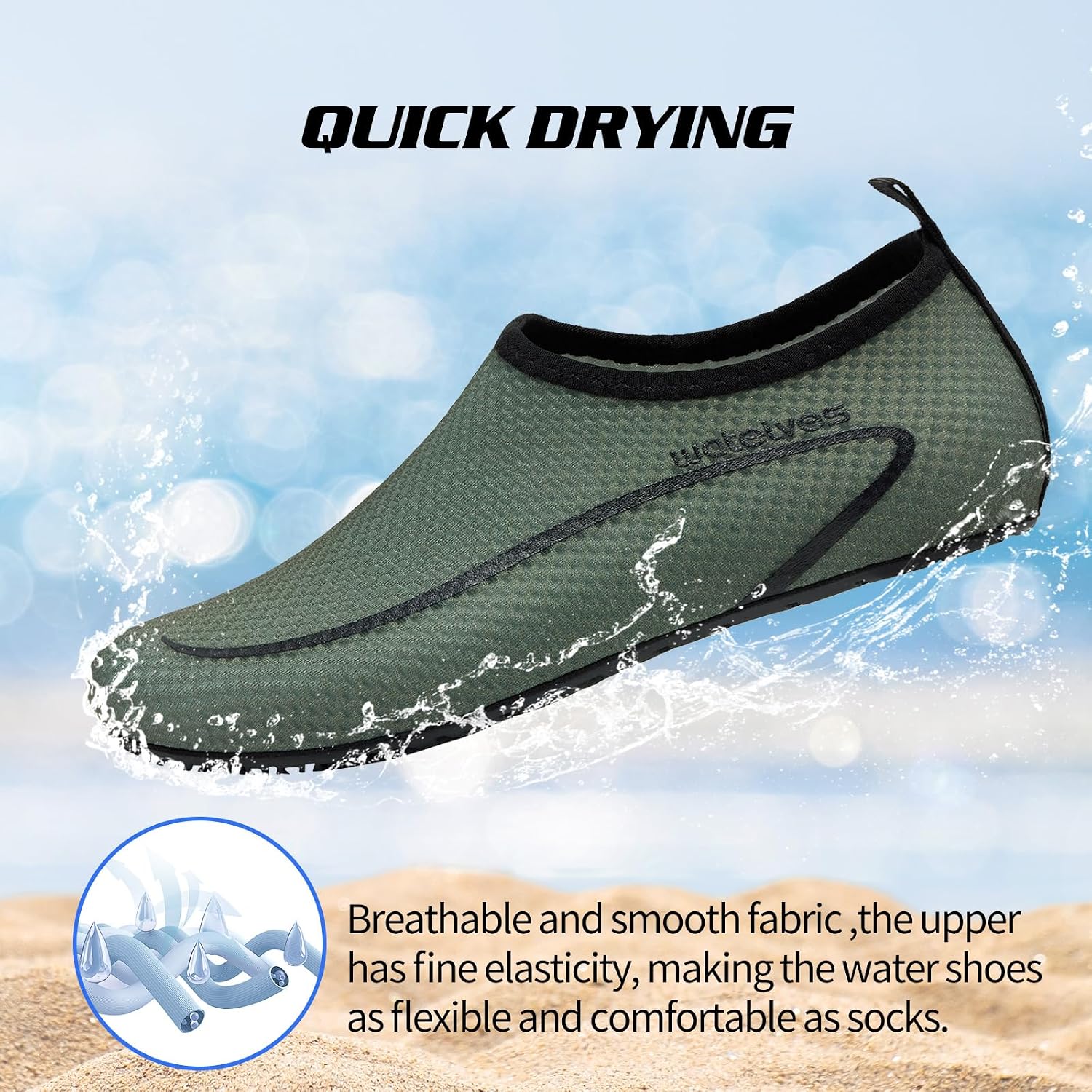 Detalle de Swim Water Shoes Aqua Socks Barefoot for Sea Beach – Unisex Beach, Pool and Water Sports Shoes