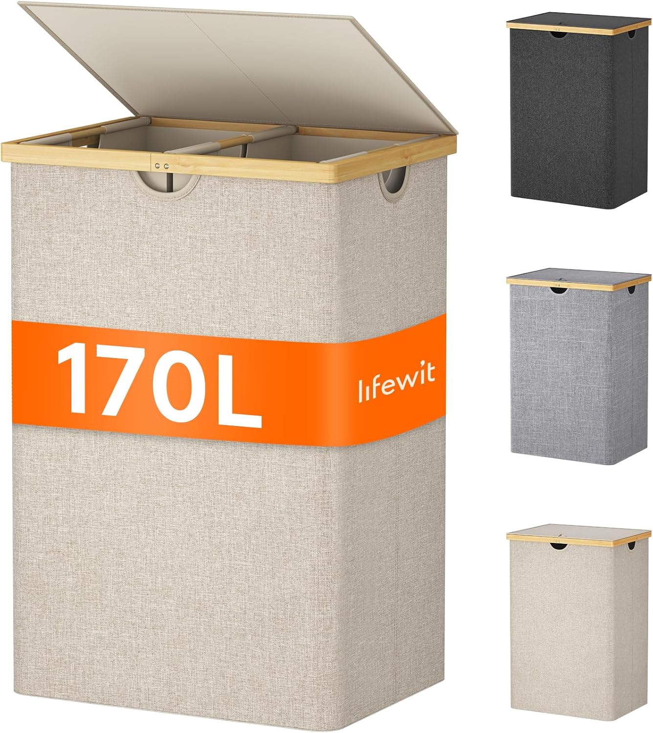 Detalle de Lifewit Wäschekorb 170 l mit Deckel