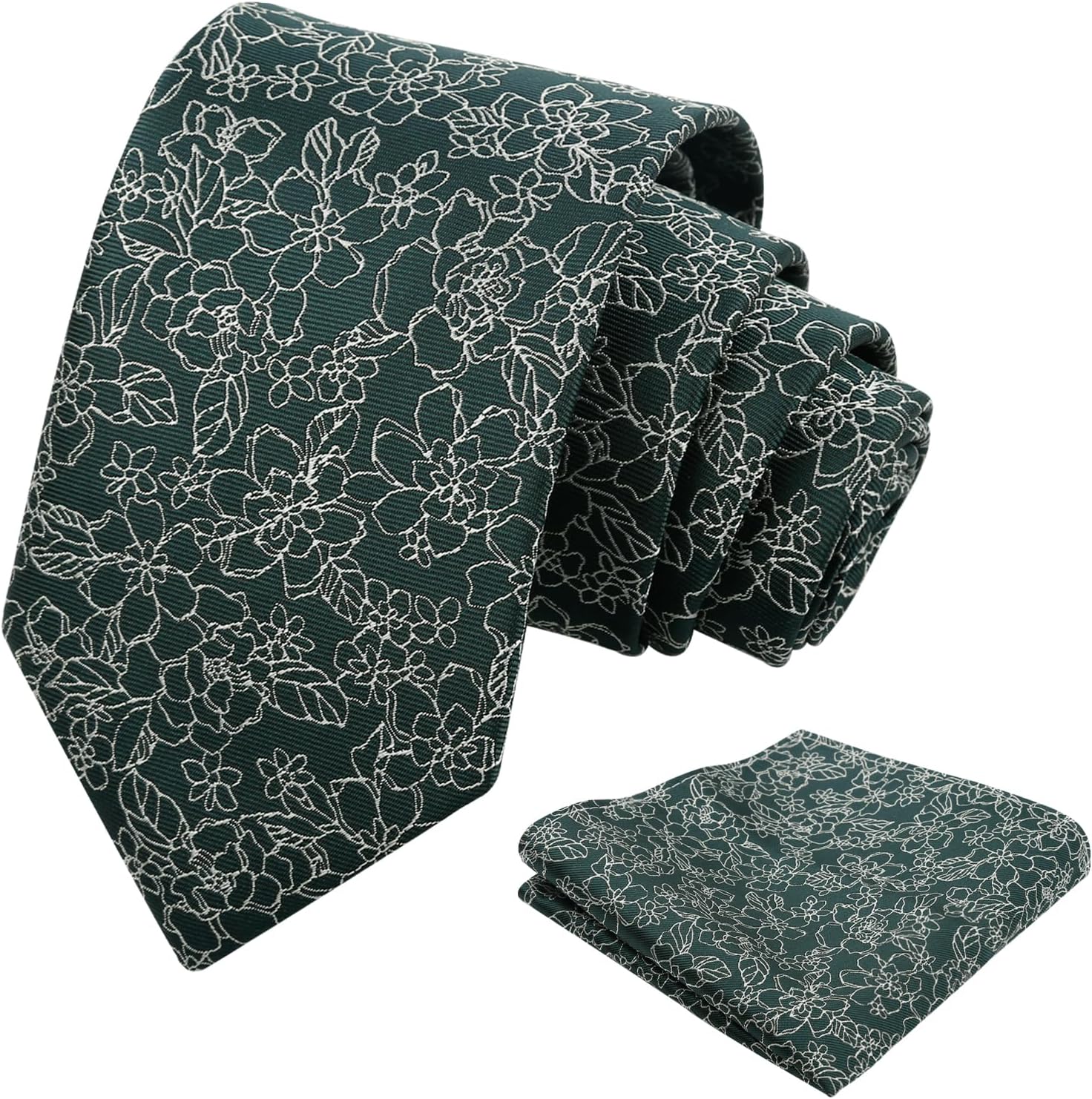 Detalle de Alizeal Floral Necktie with Hanky Colourful Set for Men – Light-Coloured Wedding Knot & Pocket Square