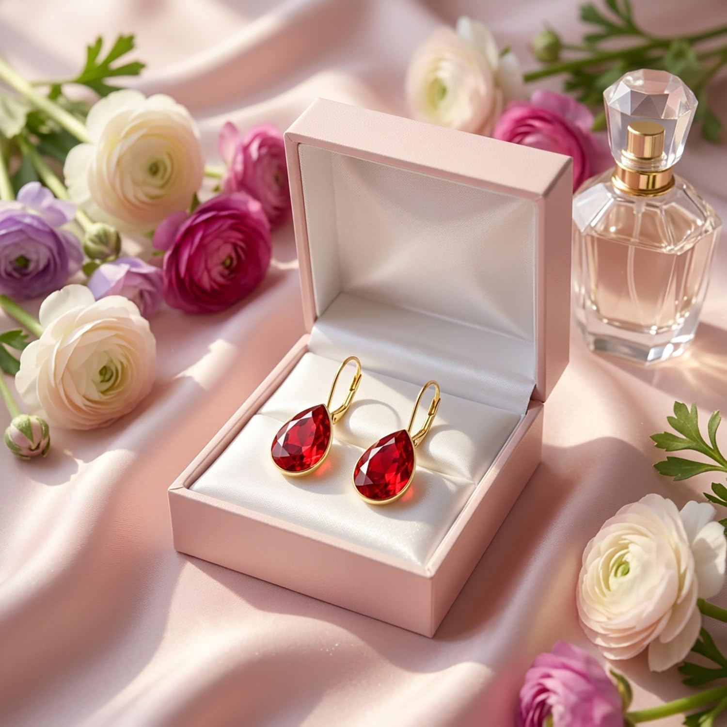 Detalle de 925 Ohrringe Kristallen Gold Schlichte Ohrhänger – 26 mm lang, klappverschluss