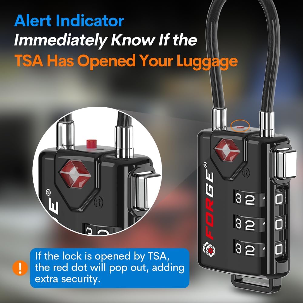 Detalle 1 de TSA Approved Cable Luggage Locks 2-Pack 🔒