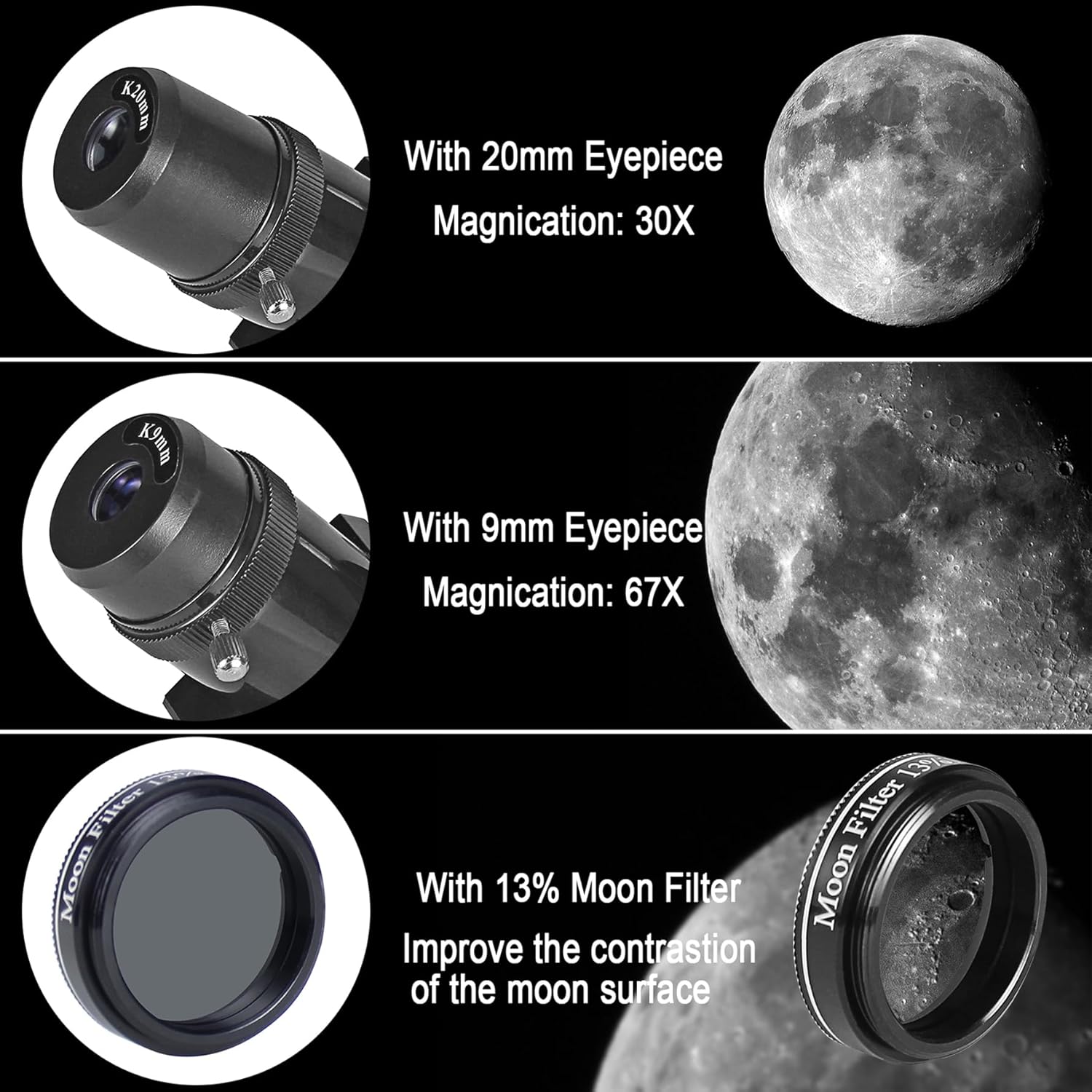 Detalle 2 de Celticbird 80mm 600mm Refractor Telescope for Adults & Beginners (AZ Mount) with Phone Adapter, Backpack