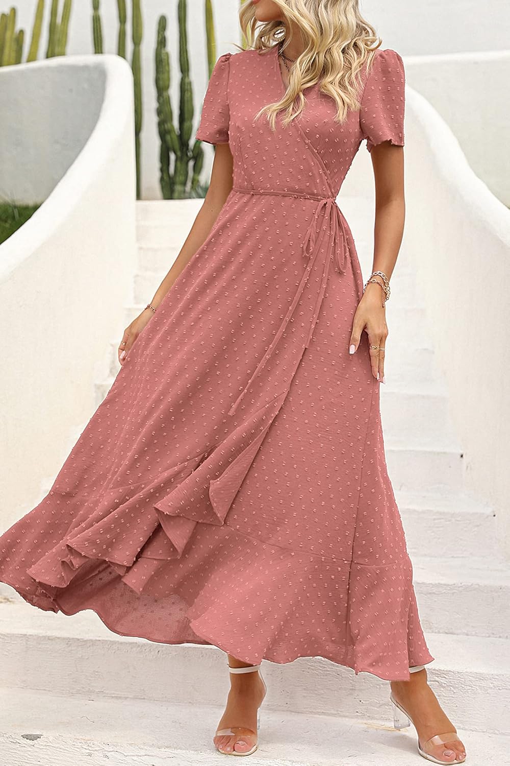 Thumbnail 6 de PRETTYGARDEN Women’s Boho Floral Maxi Dress with Wrap V-Neck & High Side Slit