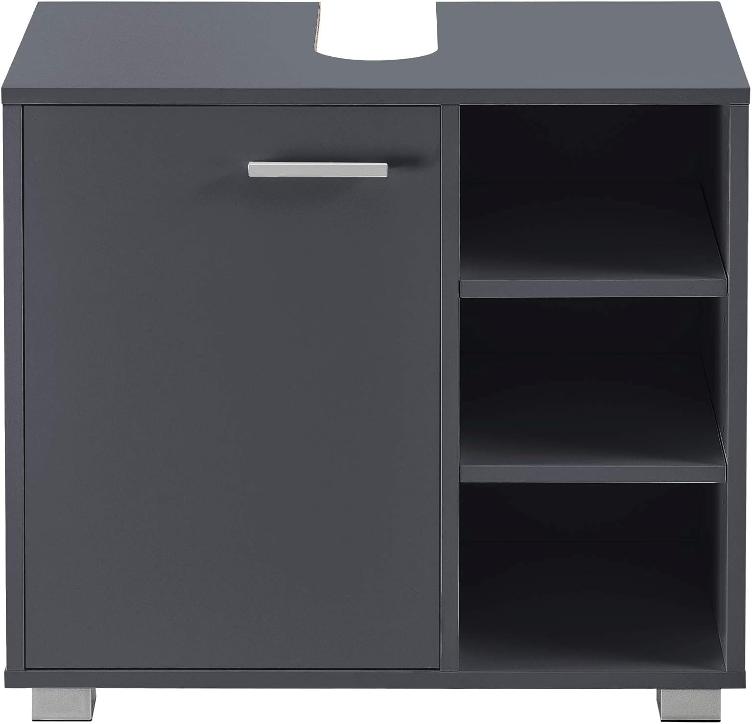Detalle de Mobile sottolavabo da Terra con Armadietto e 3 Ripiani Regolabili – Grigio Scuro (56x60x31 cm) per Bagno