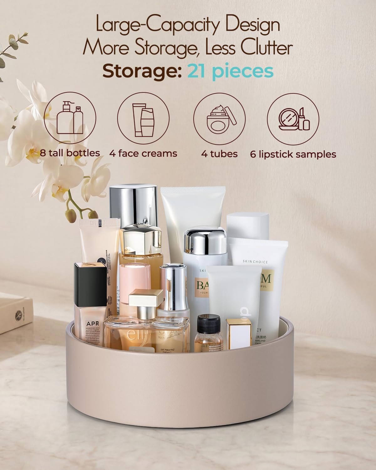 Thumbnail 4 de VLANDO Dressing Table Organiser: 360° Rotating Vanity Storage